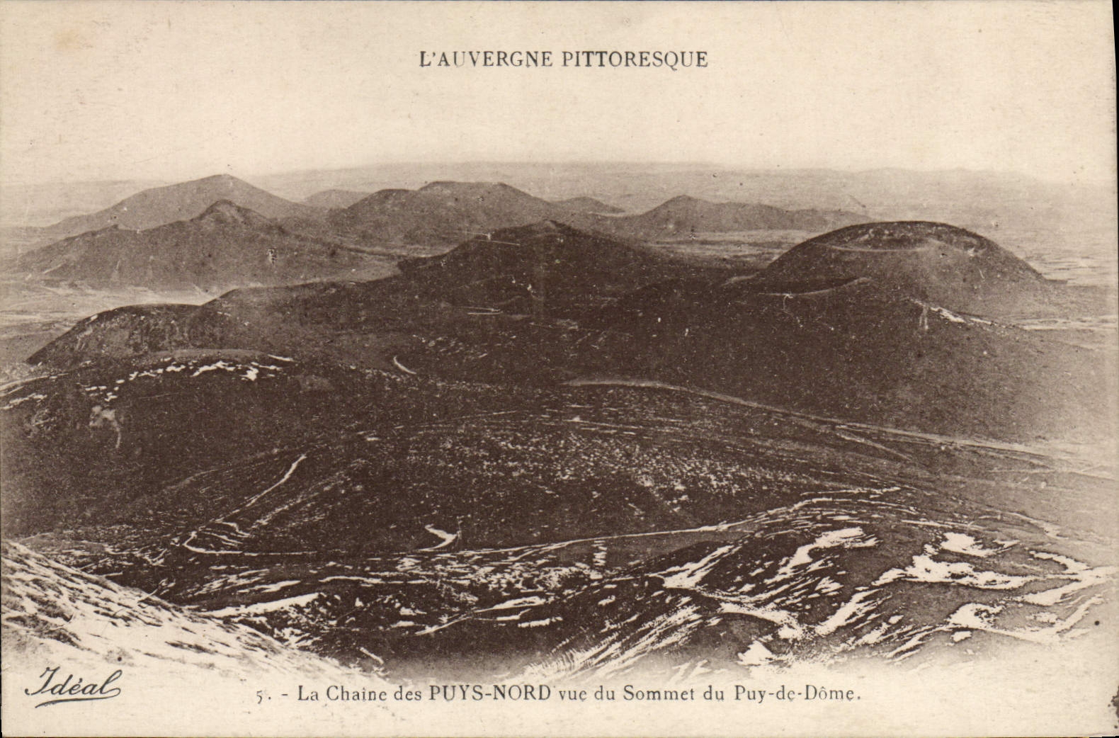 VINTAGE POSTCARD Picturesque Auvergne the chain of Northern Puys seen of the top of Puy de Dome