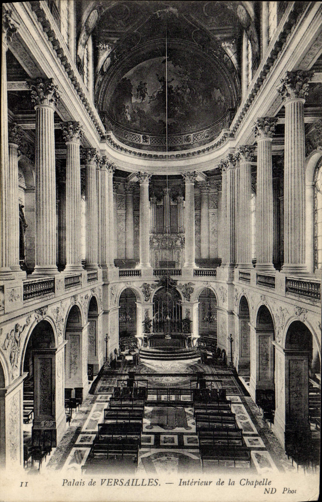 Paladar de la POSTAL de la VENDIMIA de Versalles interior del órgano de la cámara acorazada