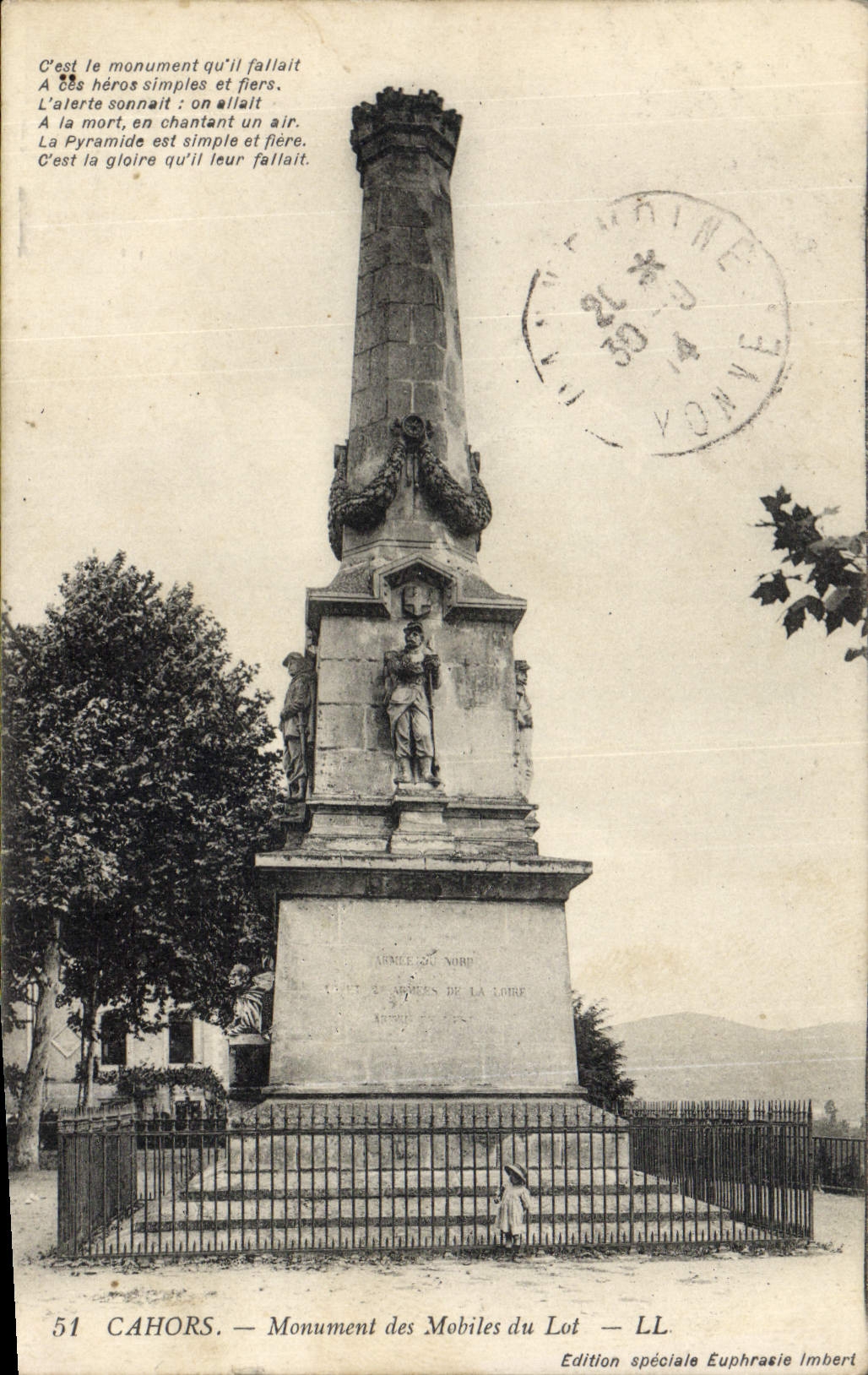 VINTAGE POSTCARD Cahors Monument of the mobiles of the Batch Militaria