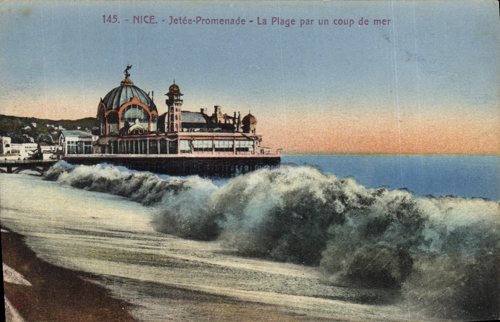 CPA Nice Jete Promenade La Plage Par un Coup de Mer