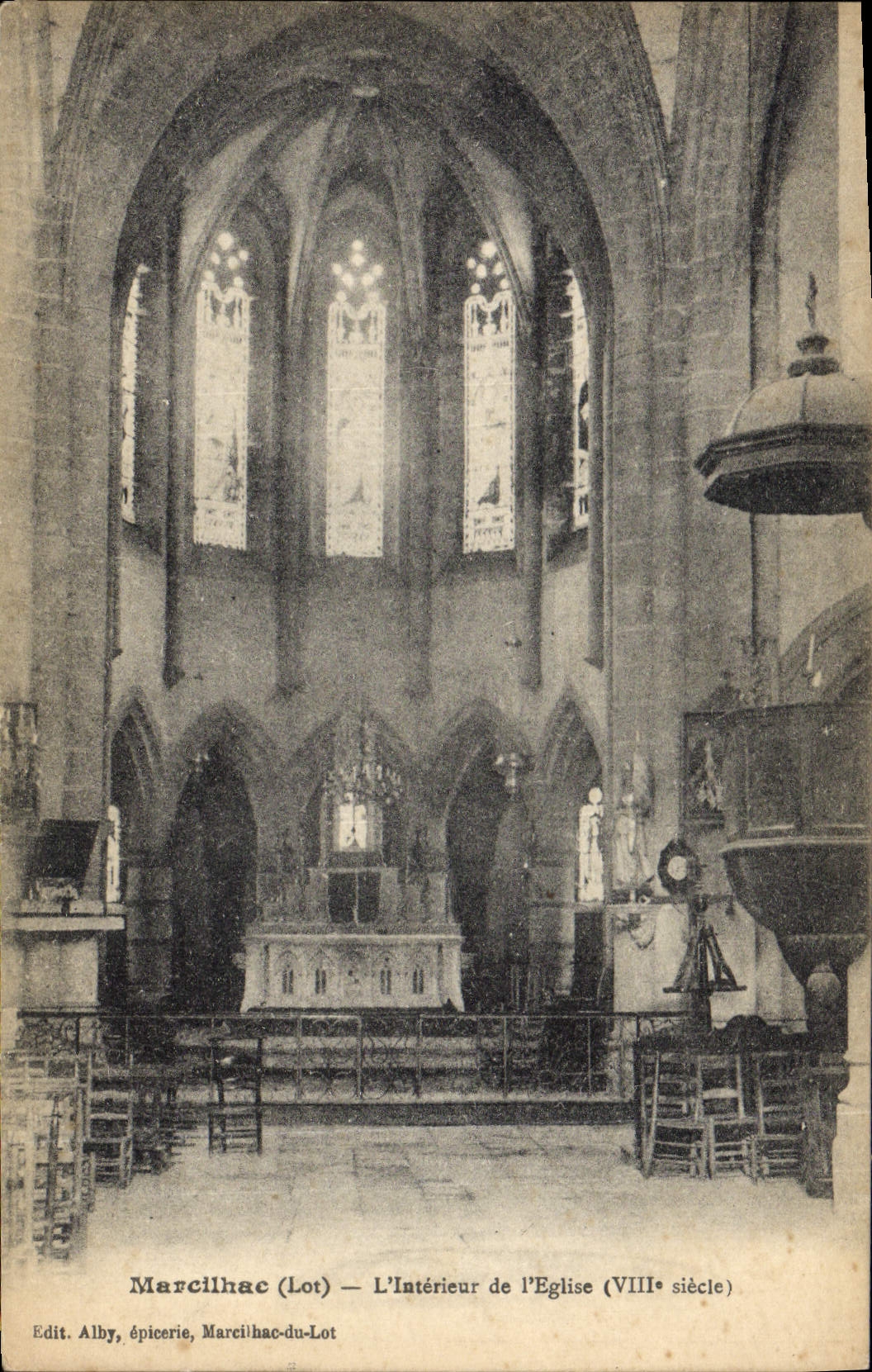 VINTAGE POSTCARD Marcilhac L  Interior of the Church