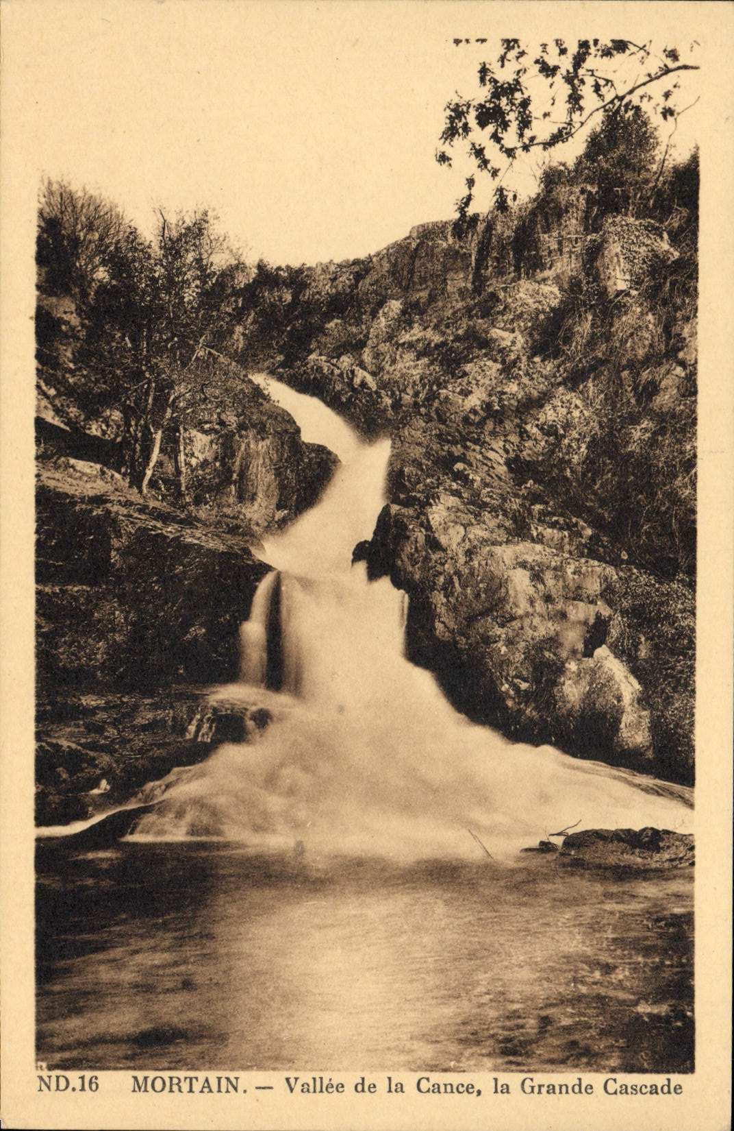 VINTAGE POSTCARD Mortain Valley of Cance the Large Cascade