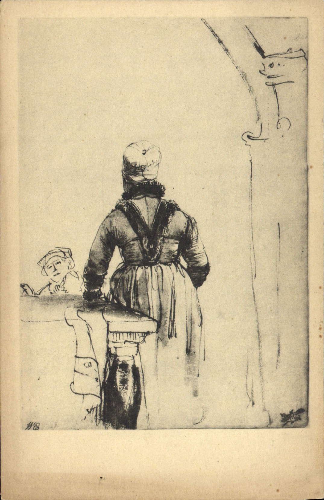 POSTAL Vrouw de la VENDIMIA en Noord Hollandsche Dracht Rembrandt