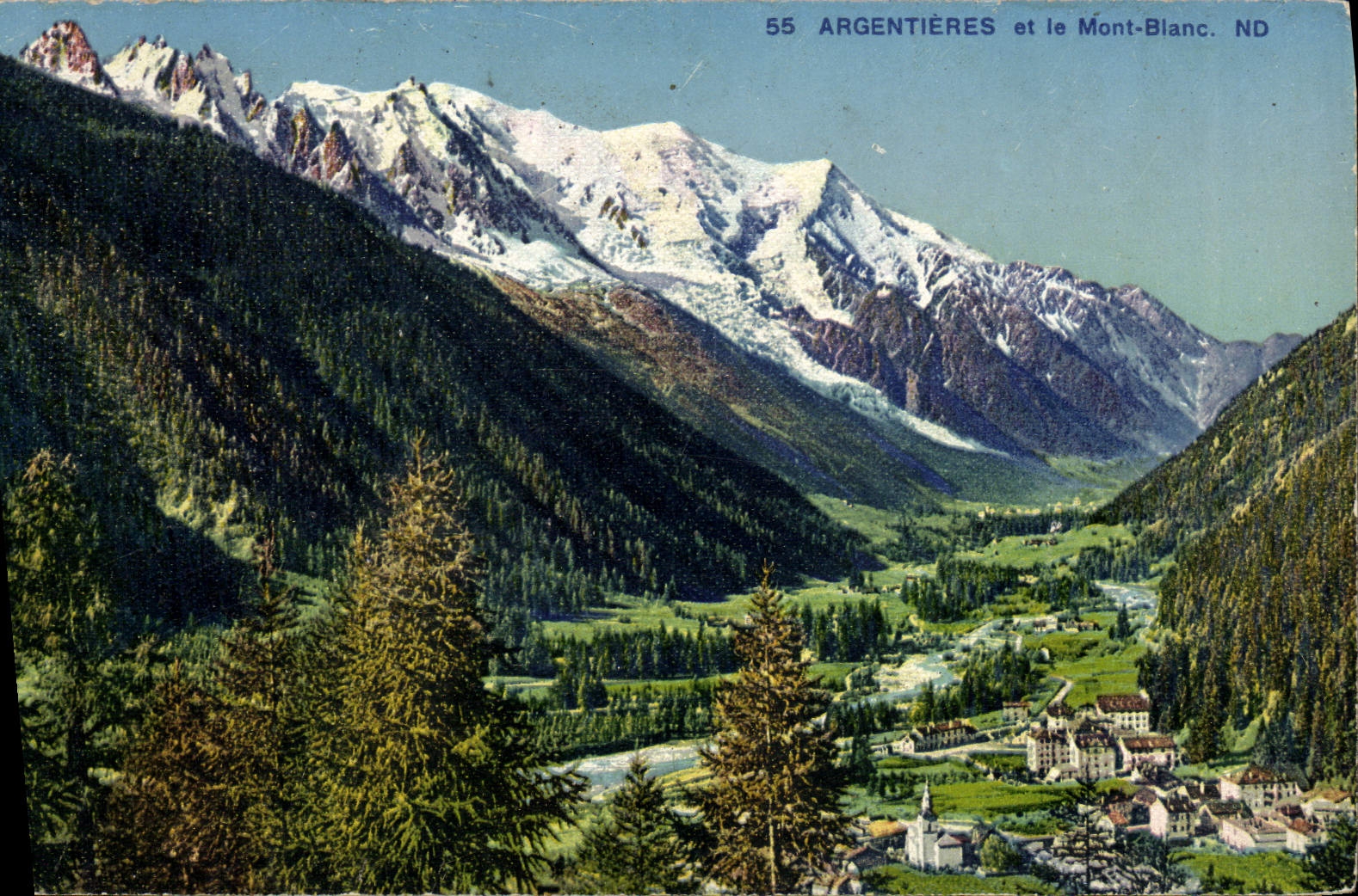 VINTAGE POSTCARD Argentieres and Mont Blanc