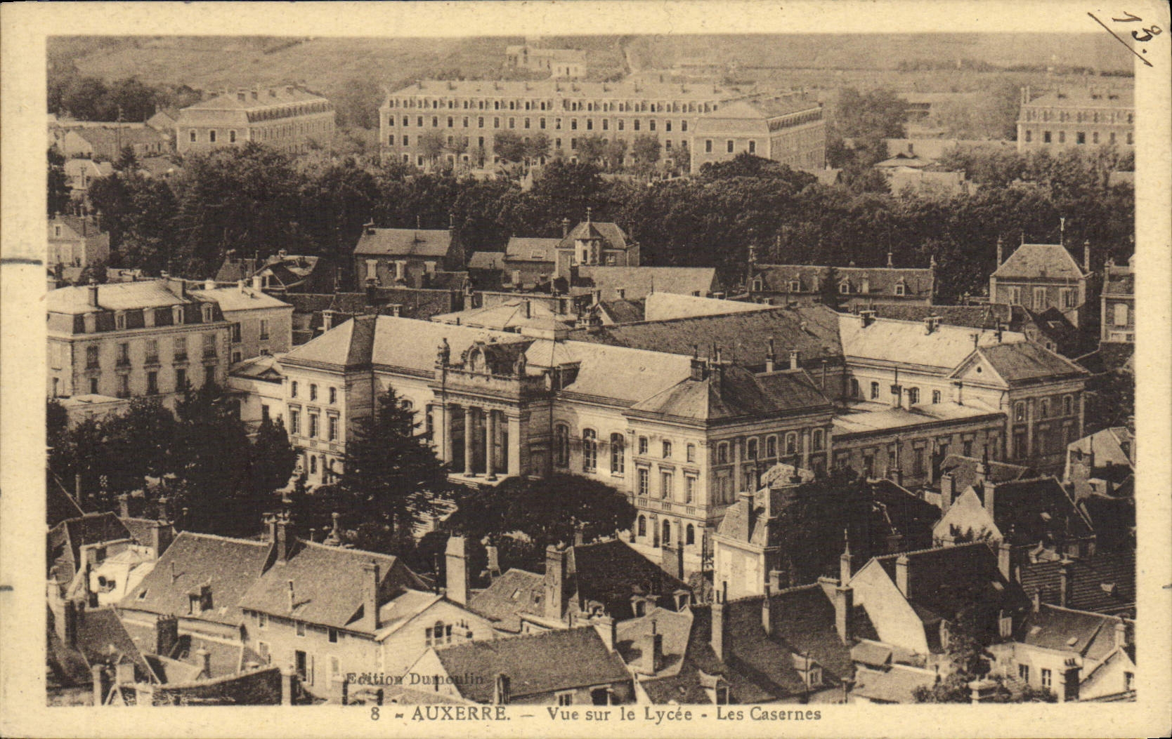 VINTAGE POSTCARD Auxerre Seen On the College barracks