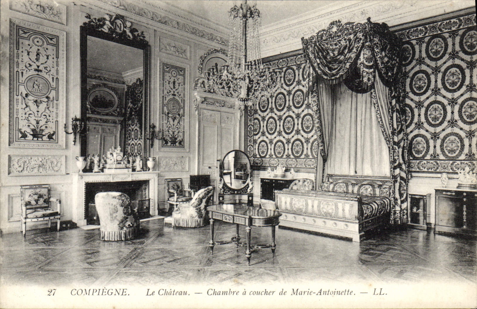 La POSTAL Compiegne de la VENDIMIA el cuarto del castillo tiene que dormir de Marie Antonieta