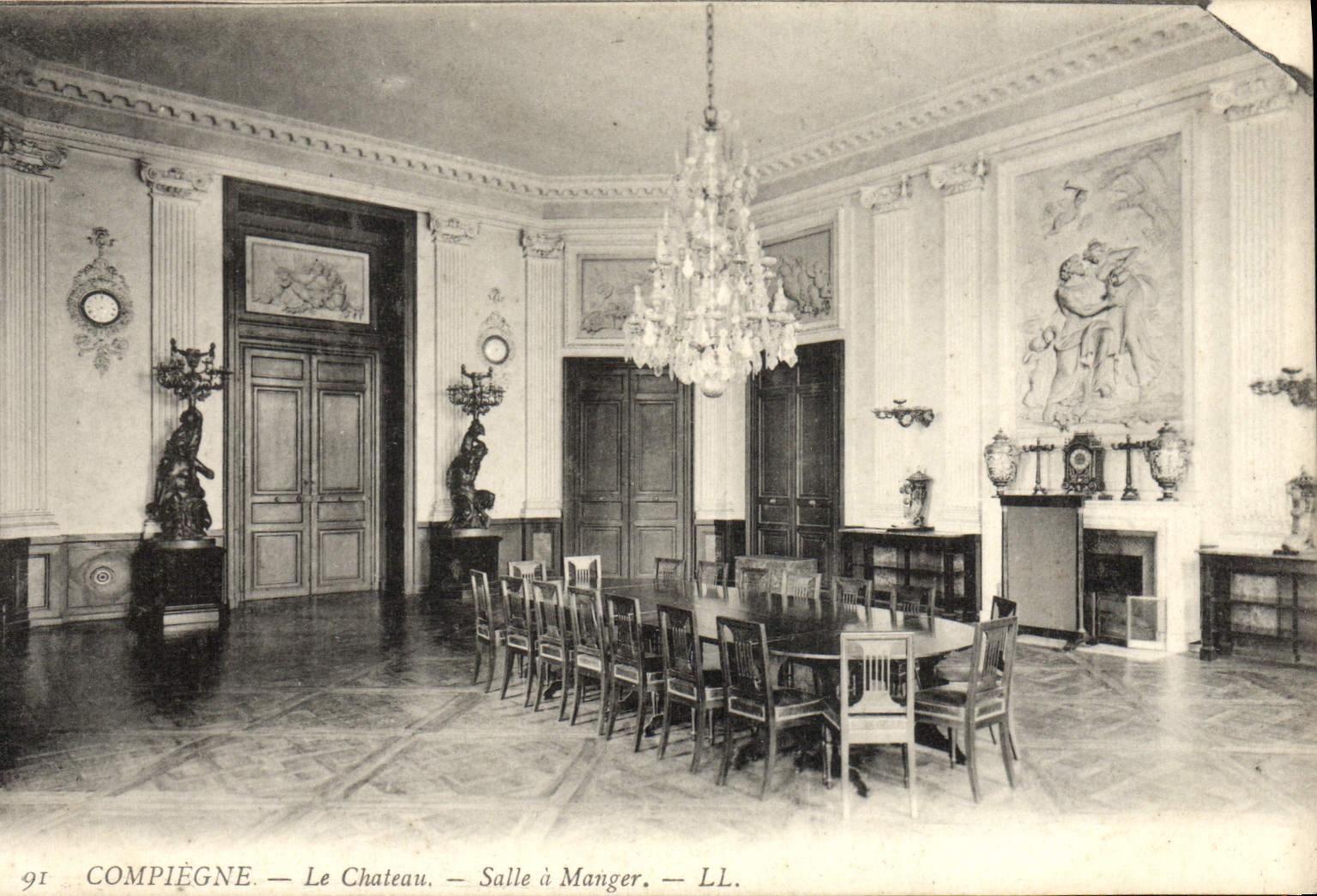 POSTAL Compiegne de la VENDIMIA el comedor del castillo