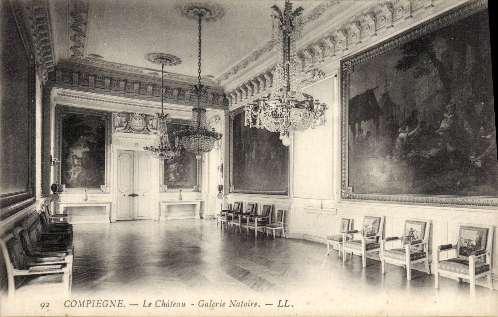 POSTAL Compiegne de la VENDIMIA la galería de Natoire del castillo