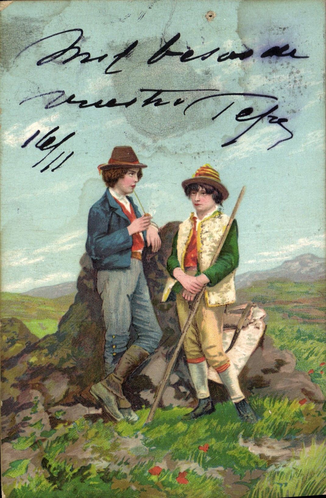 VINTAGE POSTCARD Fantasy Children Shepherds