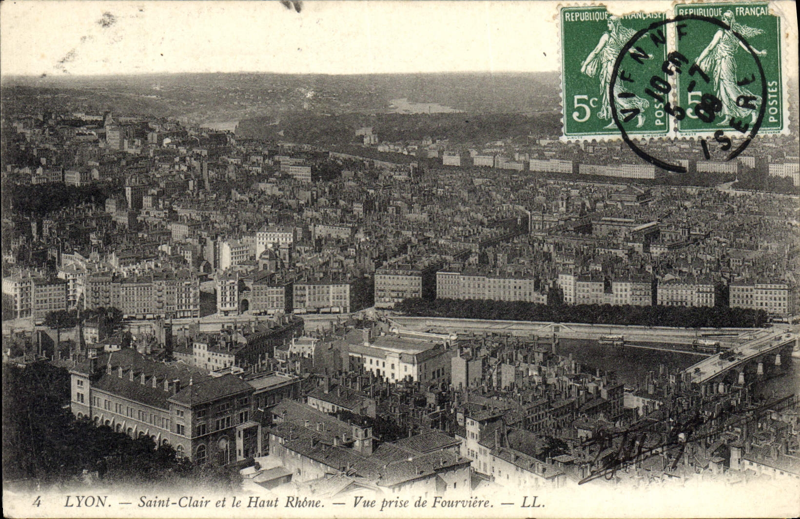VINTAGE POSTCARD Holy Lyon Clearly and the High Rhone Seen from of Fourviere