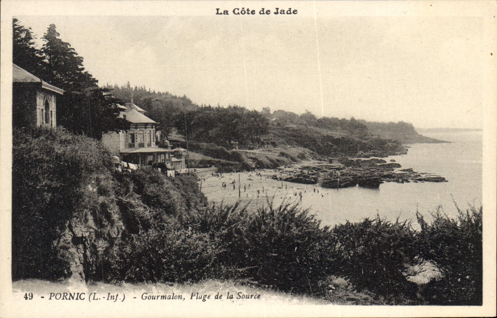 VINTAGE POSTCARD Pornic Gourmalon Beach of the Source