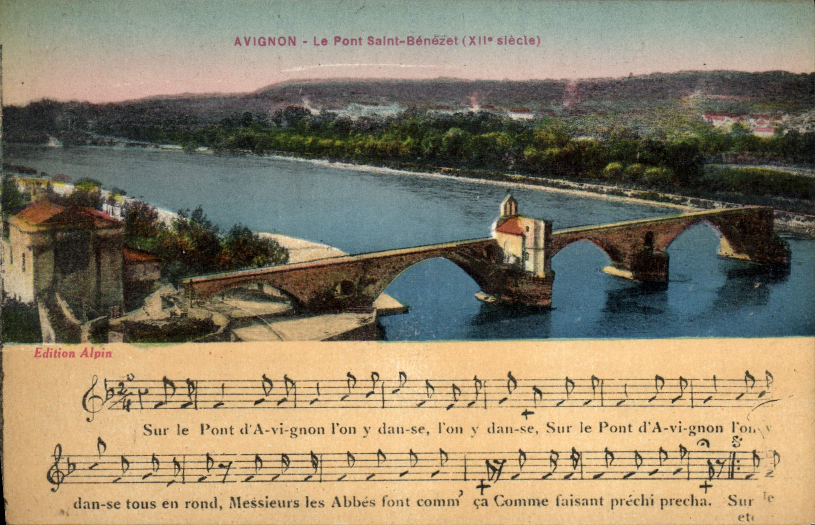 POSTAL Avignon de la VENDIMIA el puente santo Benezet