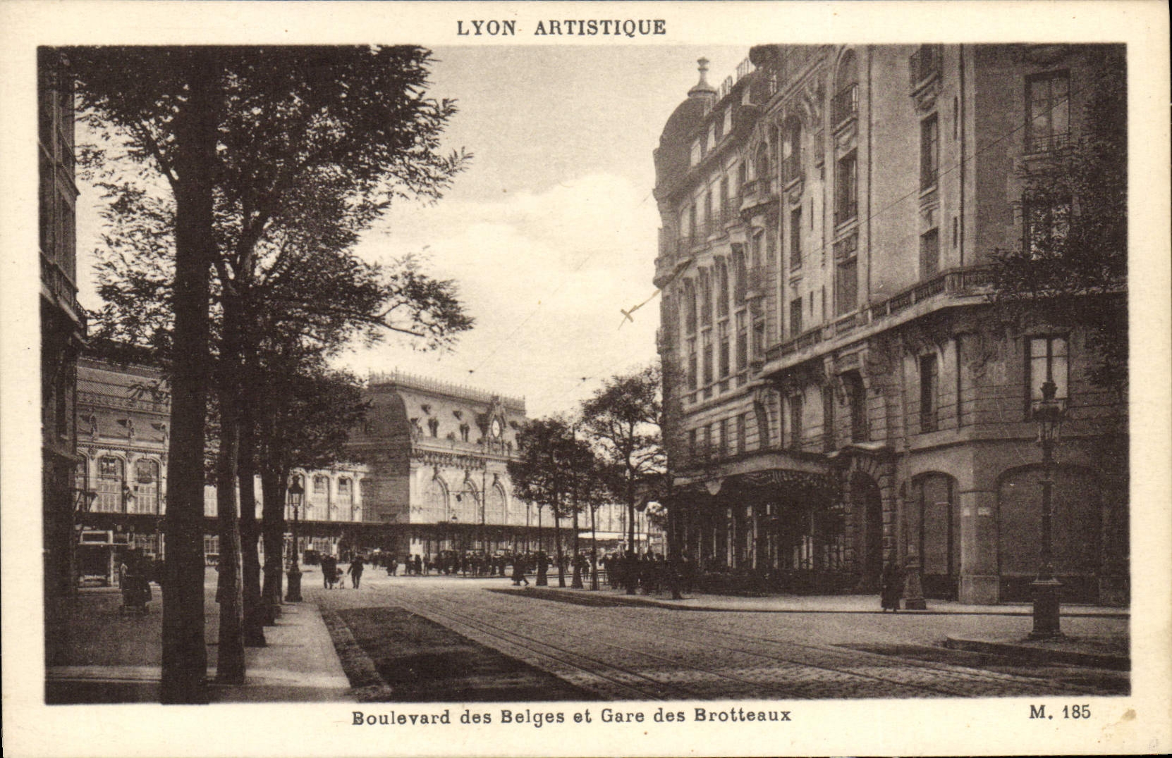 VINTAGE POSTCARD Lyon Boulevard Of the Belgians And Station Of Brotteaux