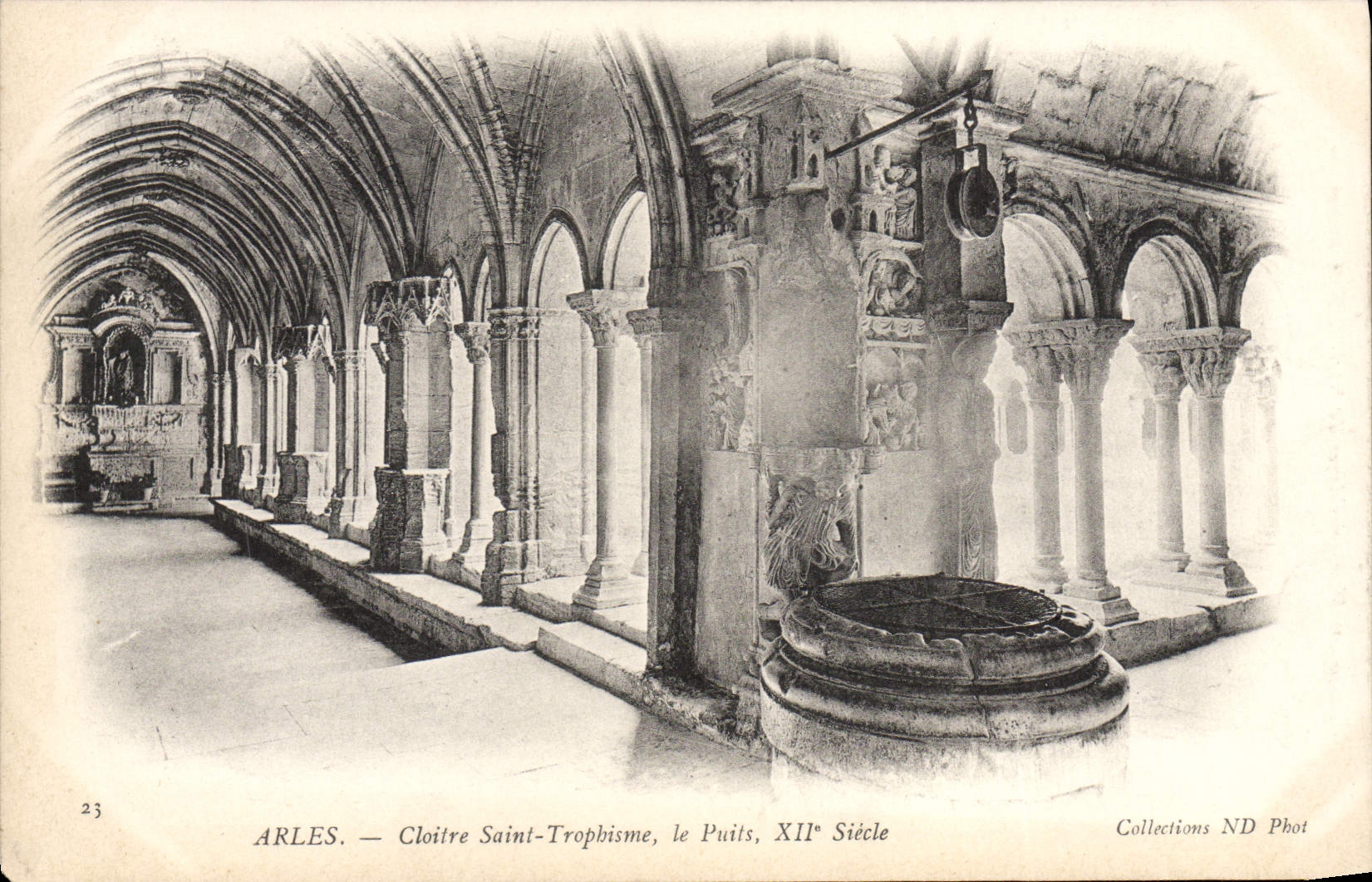 VINTAGE POSTCARD Arles Holy Cloister Trophism the Well