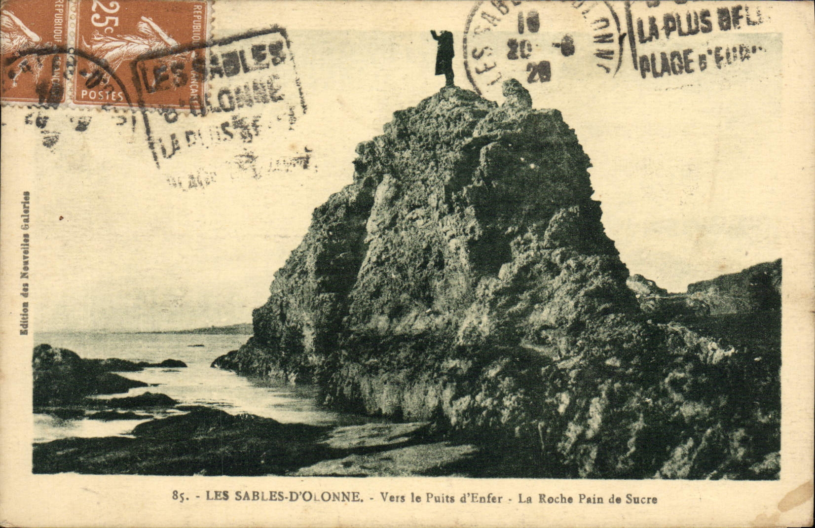 POSTAL de la VENDIMIA Sables d'Olonne hacia bien del infierno el pan de azúcar de la roca