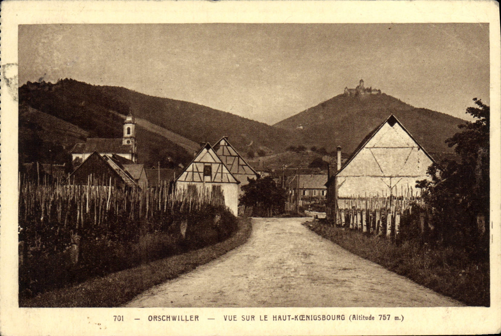 VINTAGE POSTCARD Orschwiller Seen On High Koenigsbourg