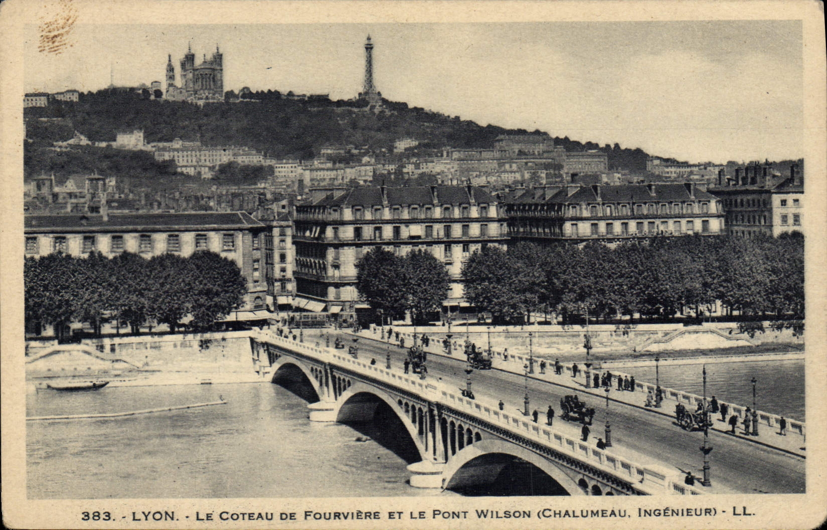 La POSTAL Lyon de la VENDIMIA la cuesta De Fourviere y el Wilson tiende un puente sobre