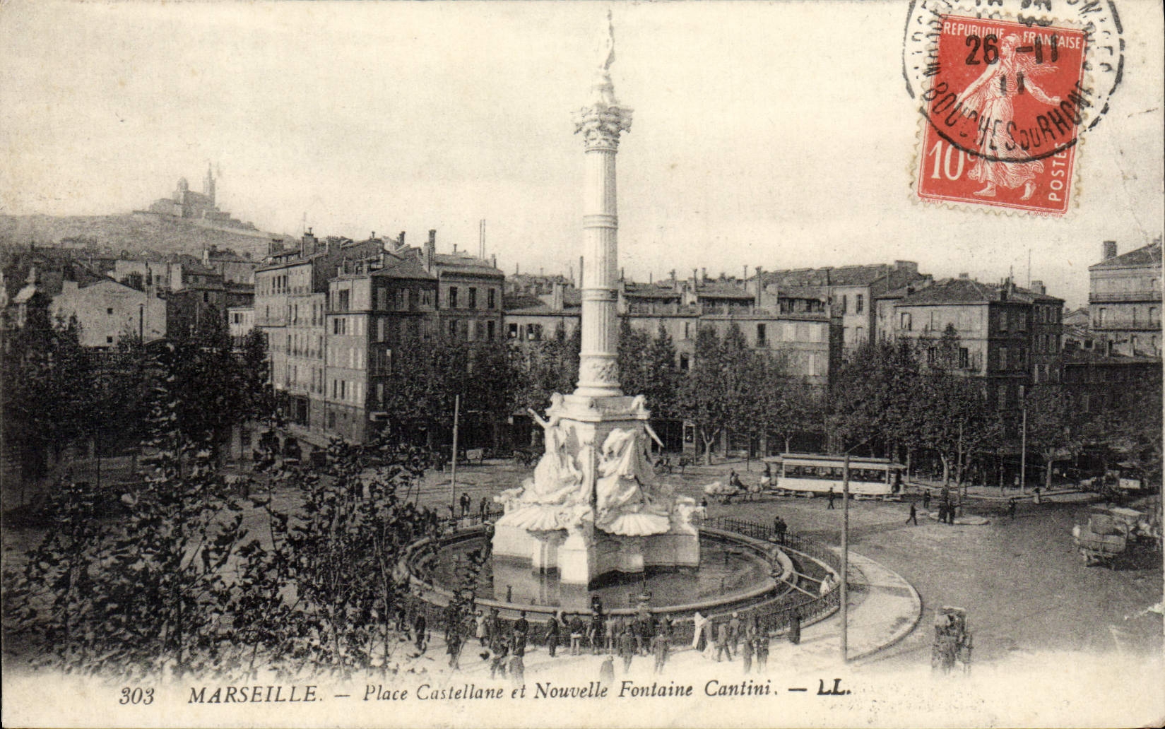 CPA Marseille Place Castellane Et Nouvelle Fontaine Cantini