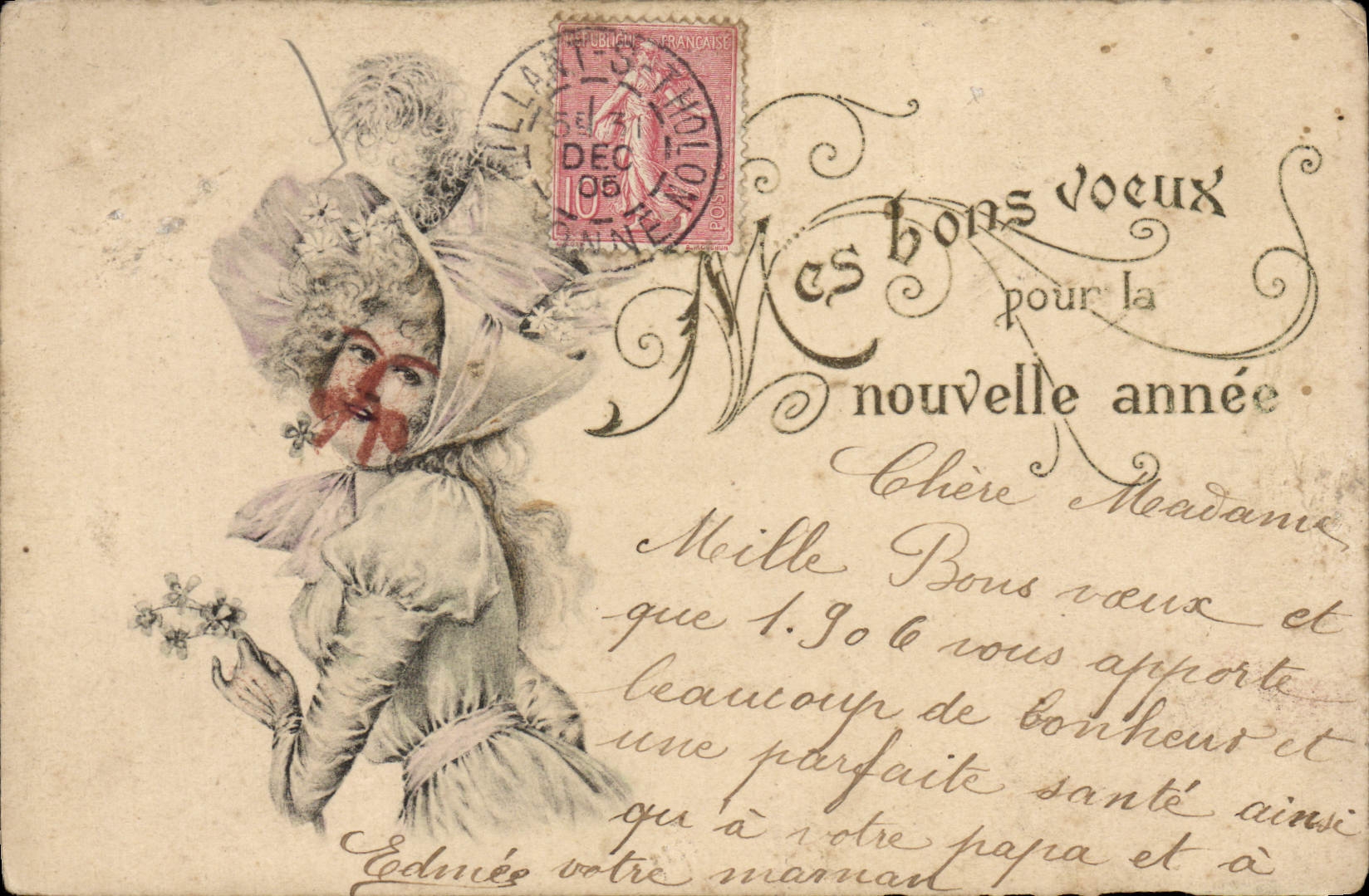 VINTAGE POSTCARD My Good Wishes Woman