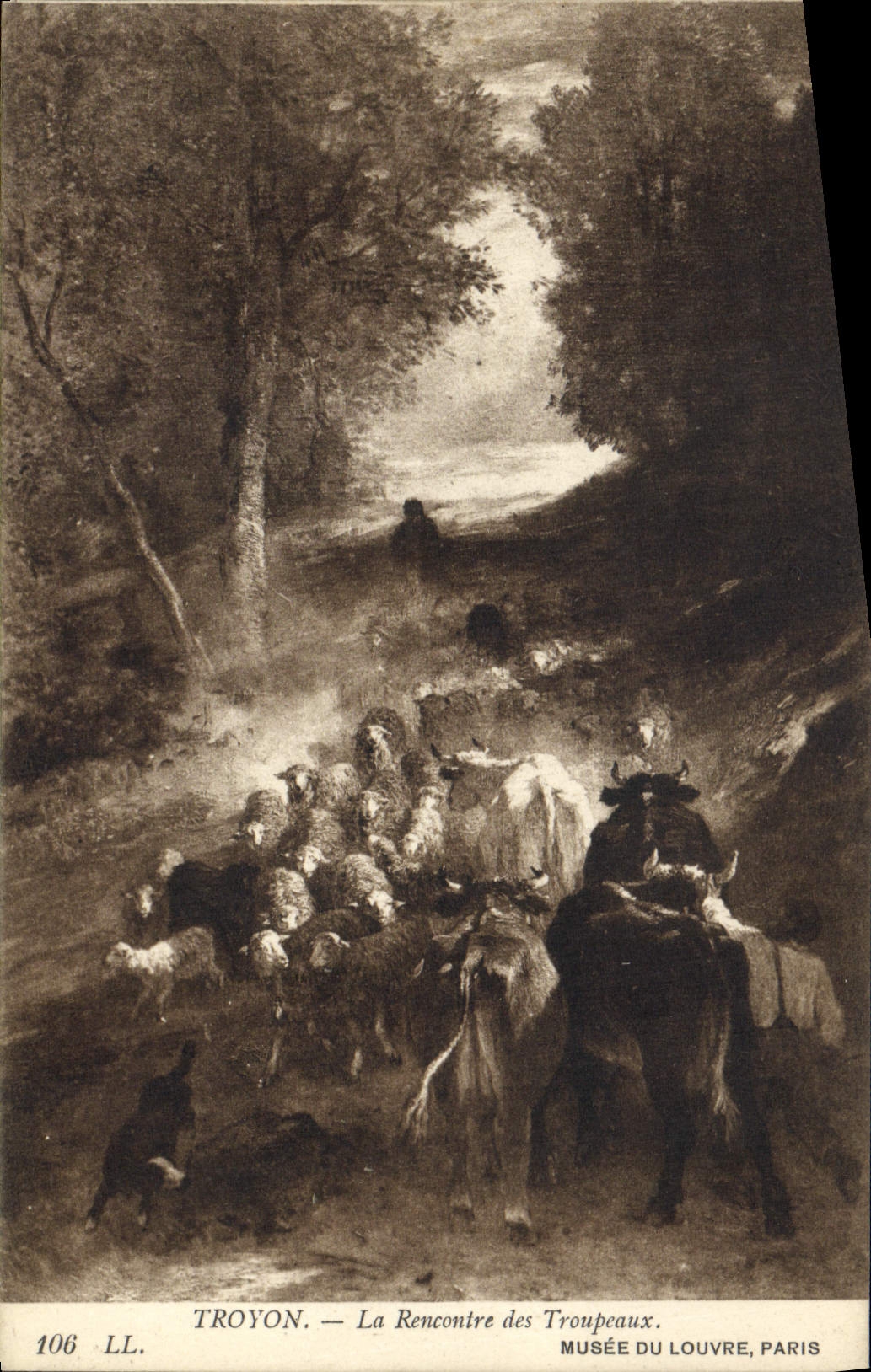 CPA Troyon La Rencontre Des Troupeaux Vaches Chien Musee du Louvre Paris