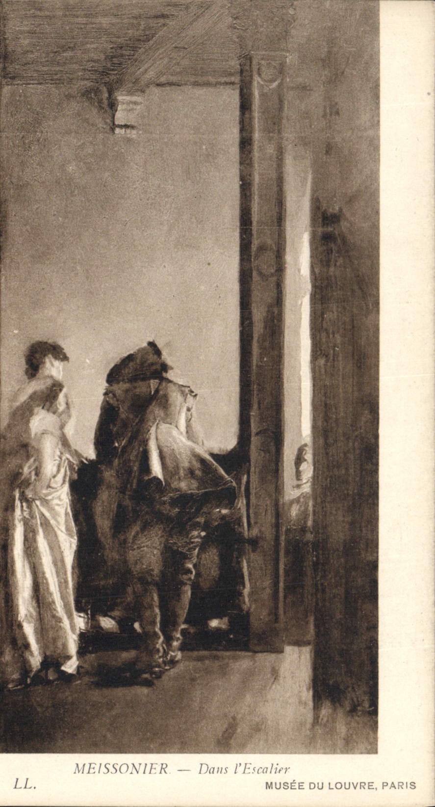 VINTAGE POSTCARD Meissonier In I' Escalier Museum of Louvre Paris