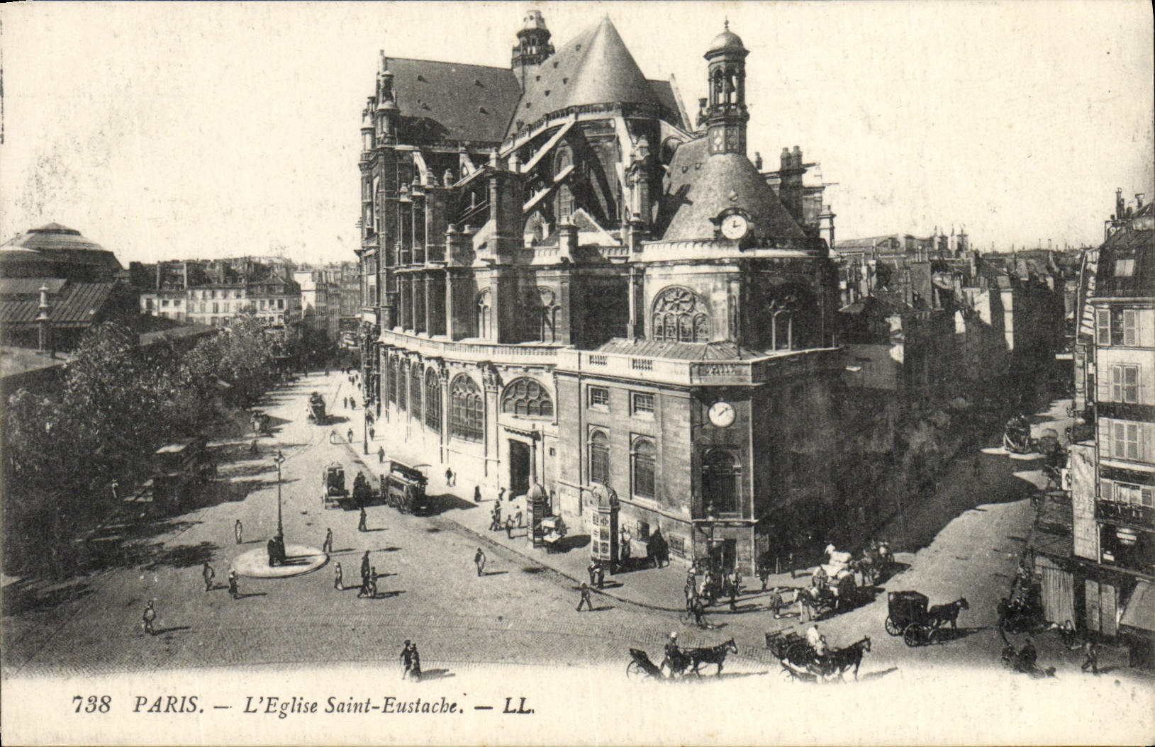 VINTAGE POSTCARD Paris the Church Holy Eustace