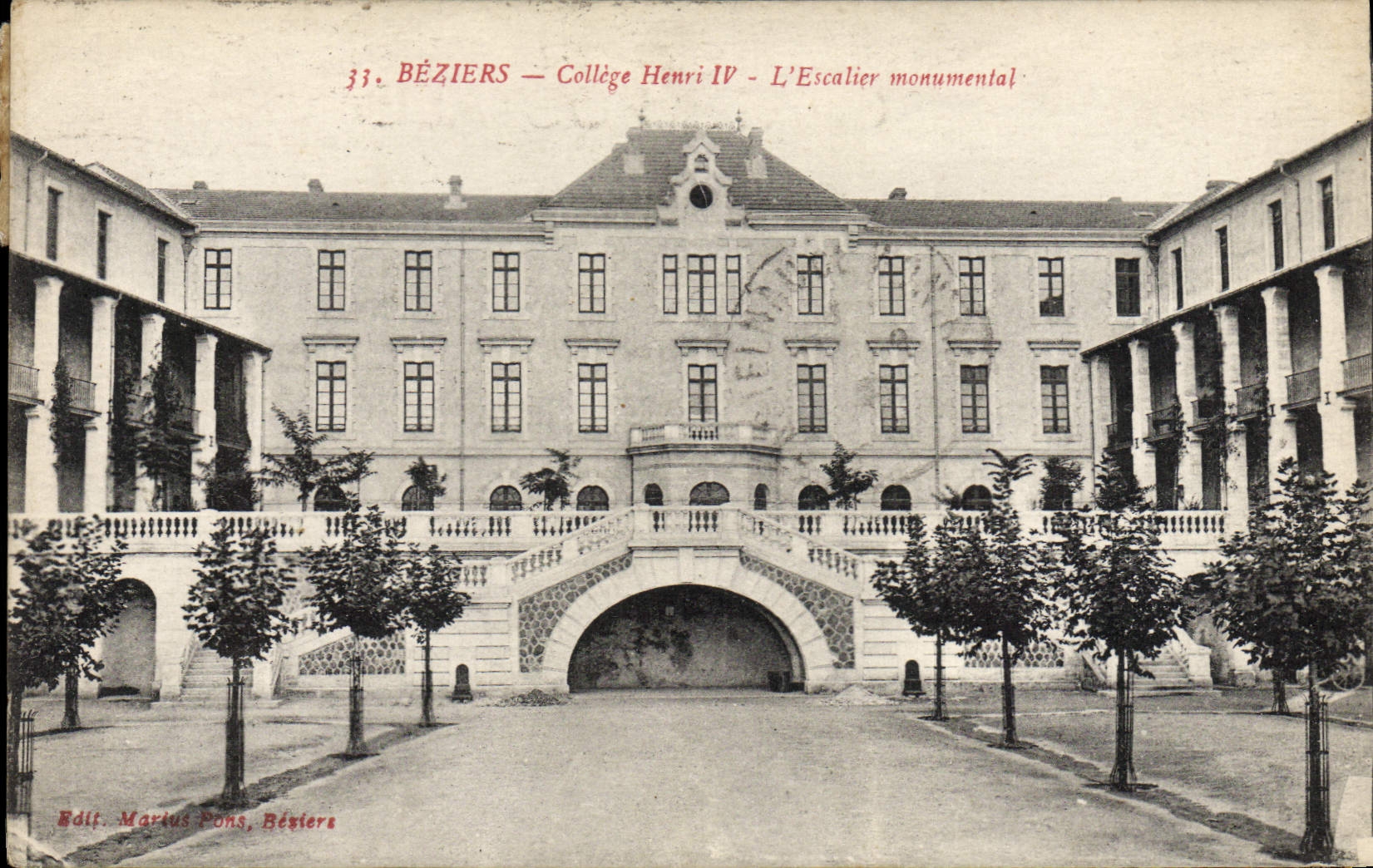 VINTAGE POSTCARD Beziers College Henri IV the monumental staircase