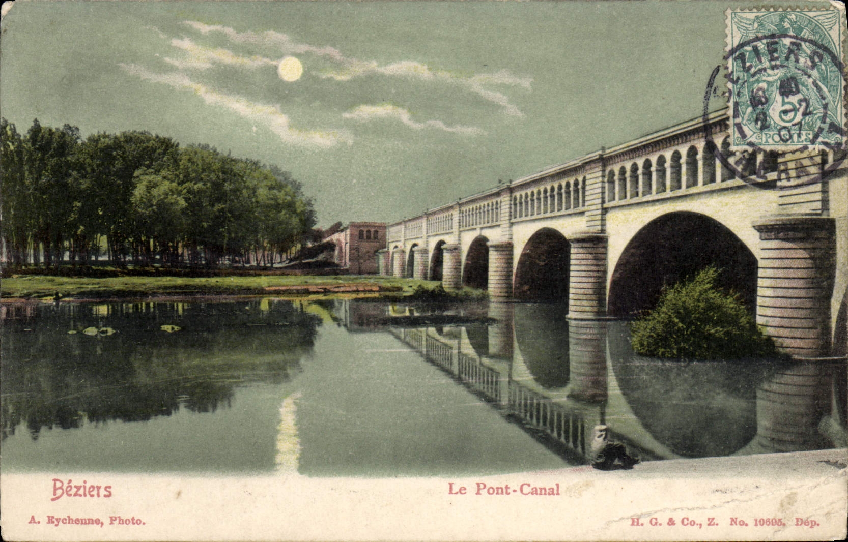 VINTAGE POSTCARD Beziers the Bridge Canal