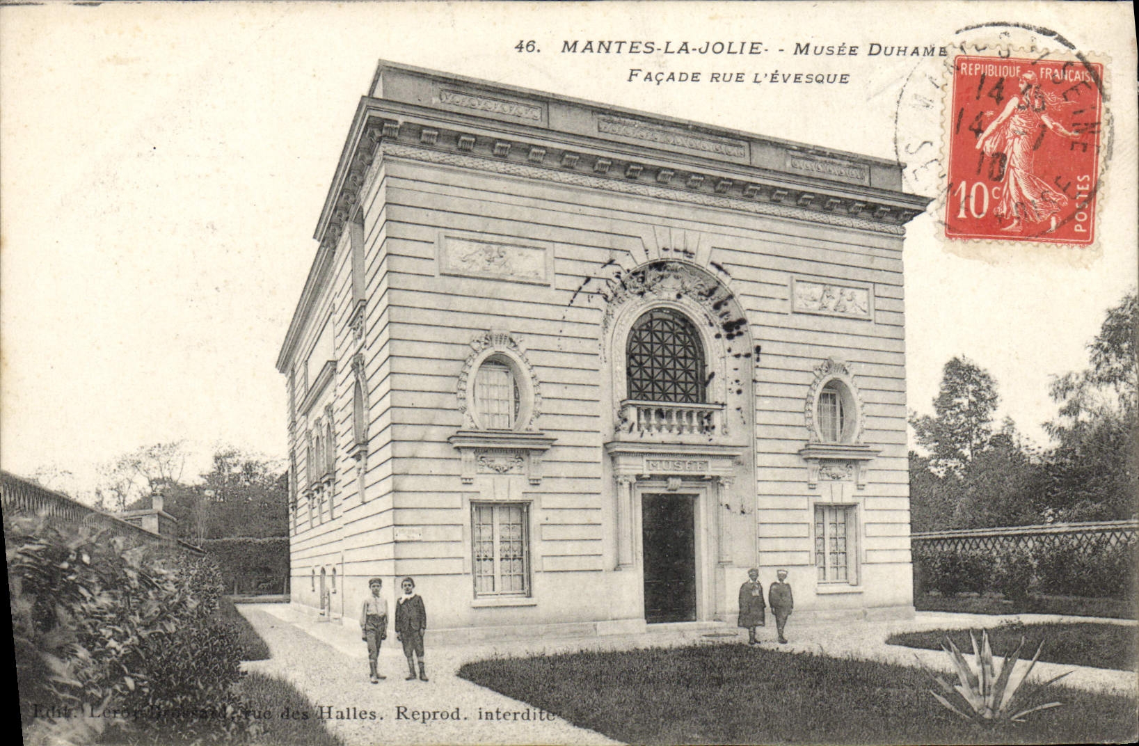 VINTAGE POSTCARD Mantes La Jolie Museum Duhamel Frontage Street Evesque