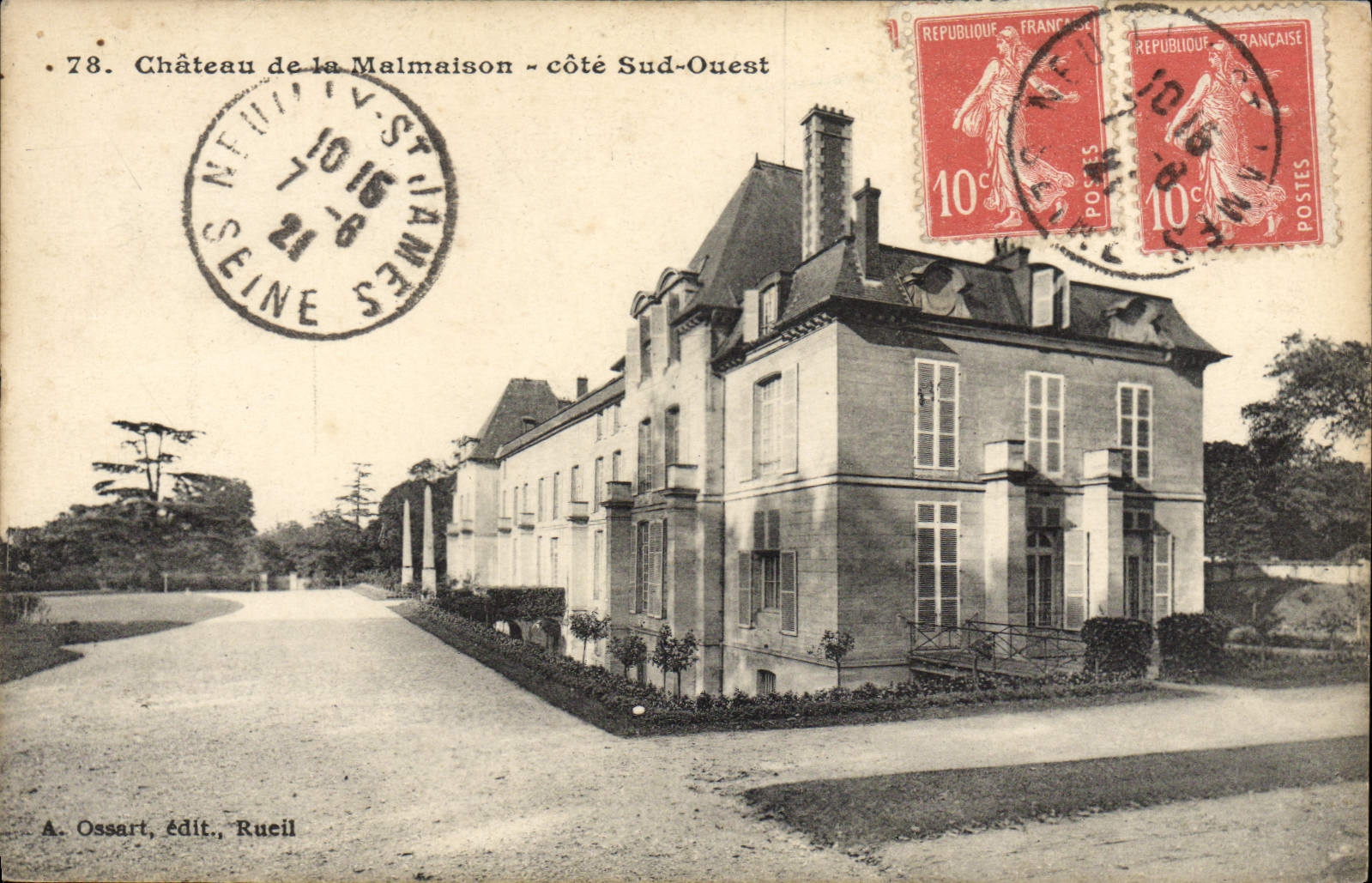 VINTAGE POSTCARD Castle Of Malmaison Western Southern part