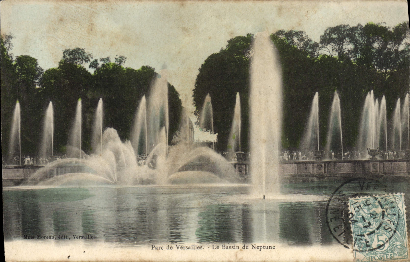 VINTAGE POSTCARD Park Of Versailles the Basin De Neptune