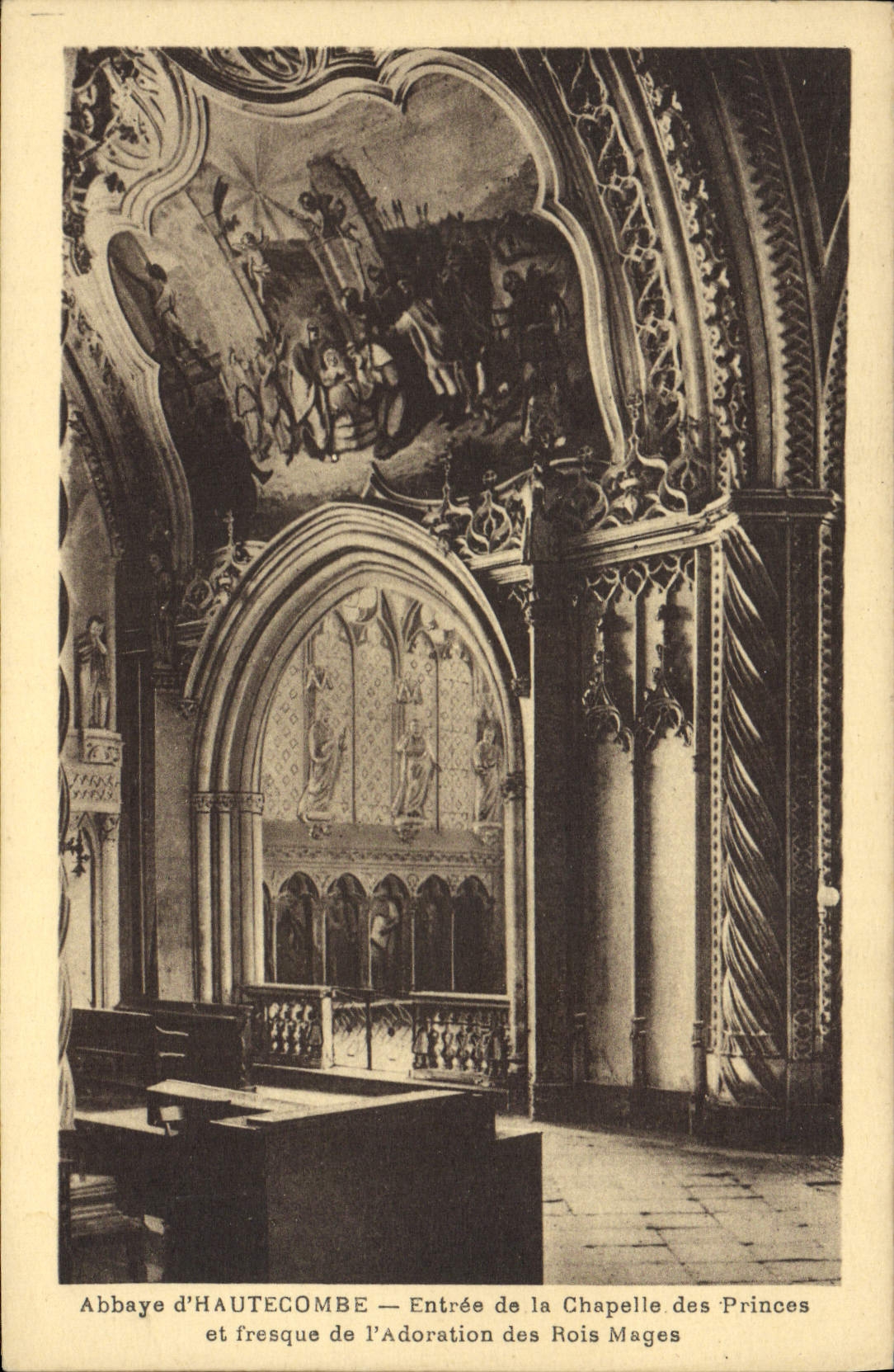 VINTAGE POSTCARD Abbey D' Hautecombe entered of the vault of the princes and fresco of the worship of Kings Mages