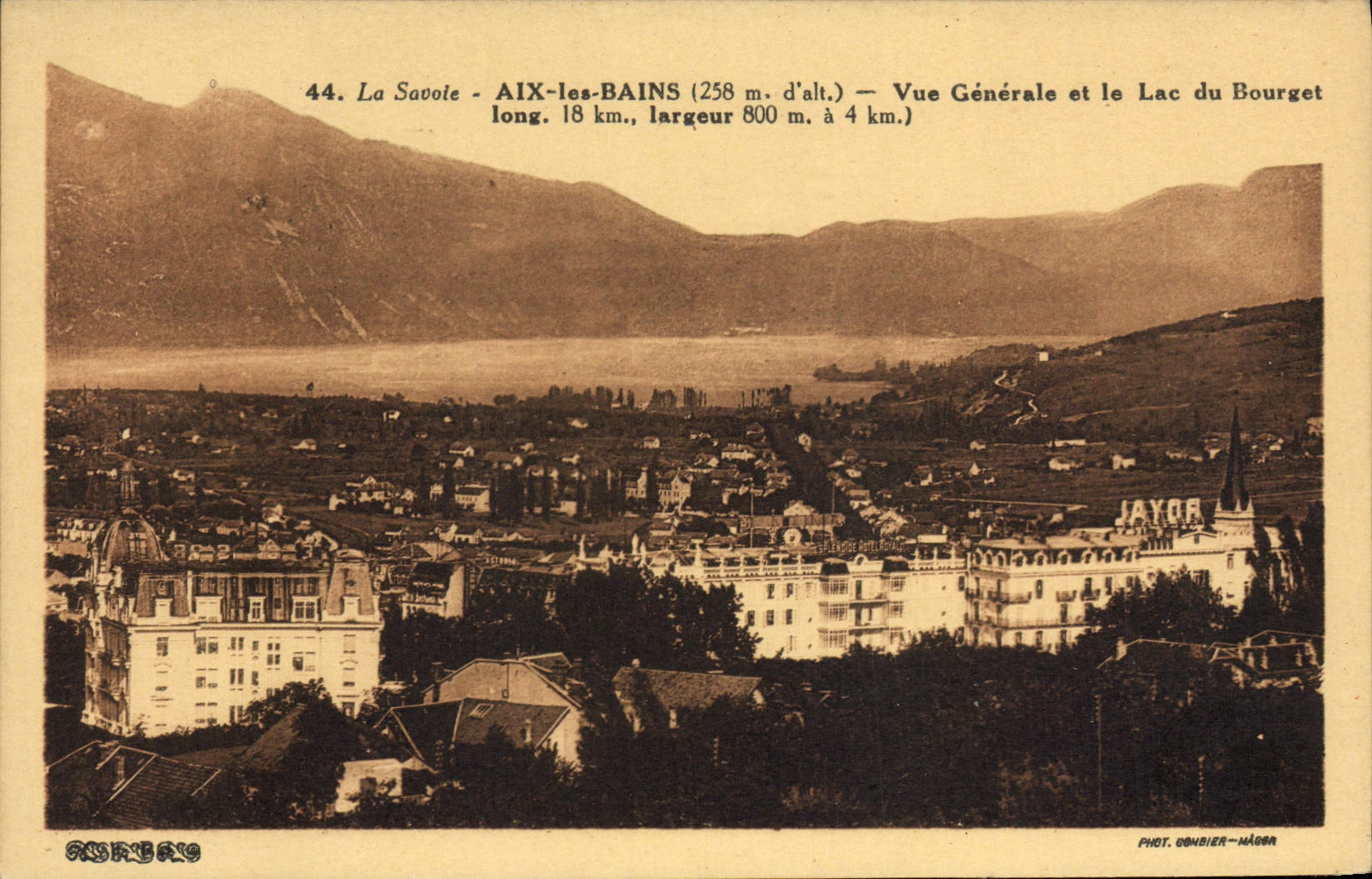 CPA Aix Les Bains Vue Generale Et Le Lac Du Bourget