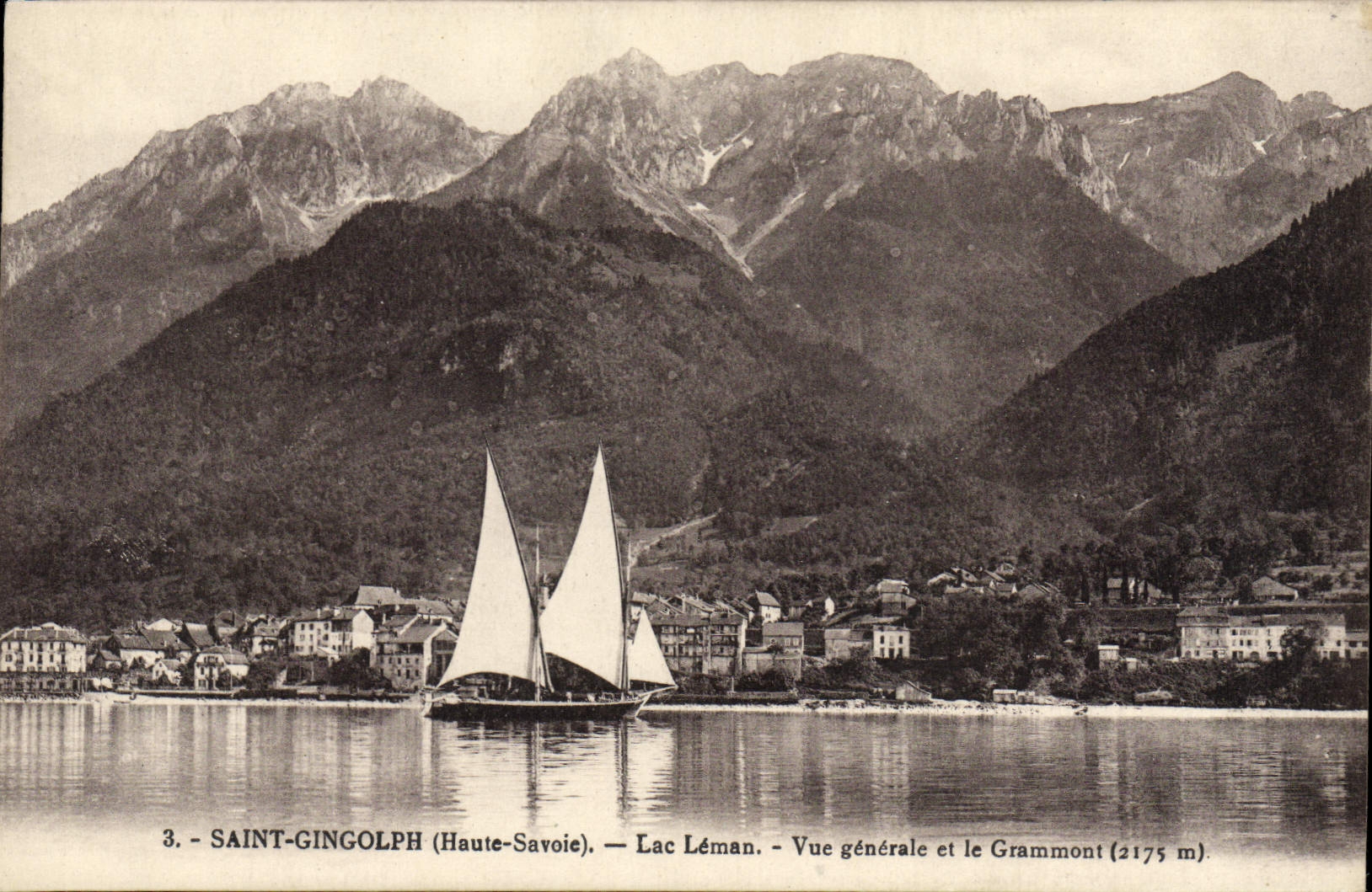 VINTAGE POSTCARD Holy Gingolph Lake Leman View And Grammont