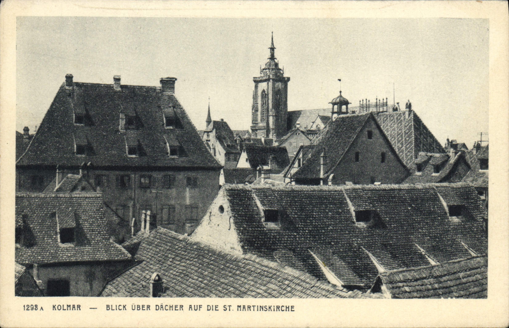 VINTAGE POSTCARD Kolmar Blick Uber Dacher Auf Die St Martinskirche