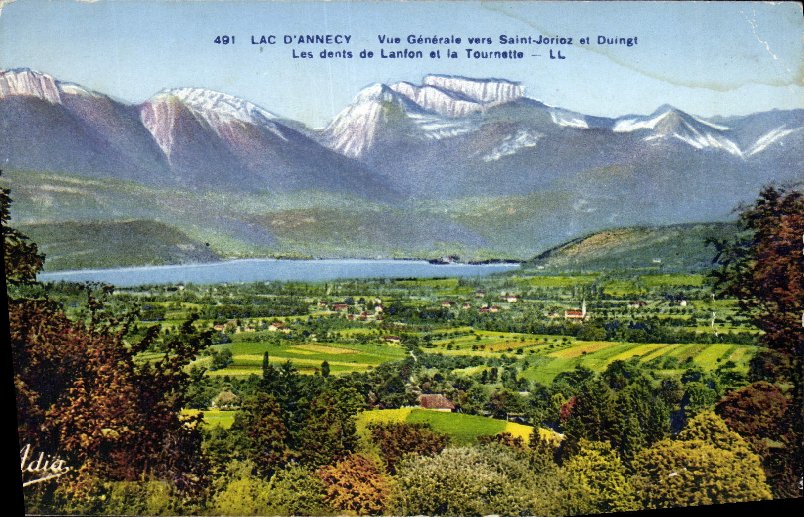 CPA Lac D'Annecy Vue Generale Vers Saint Jorioz Et Duingt Les dents de Lanfon et la Tournette