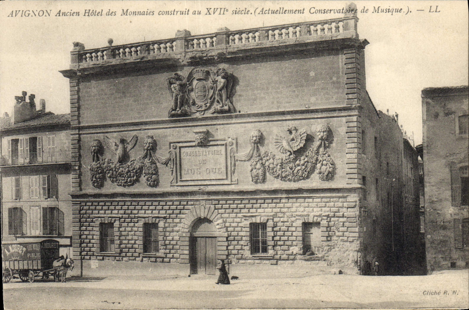 Estructuras de la menta de Avignon Ancien de la POSTAL de la VENDIMIA con la 17ma academia de música