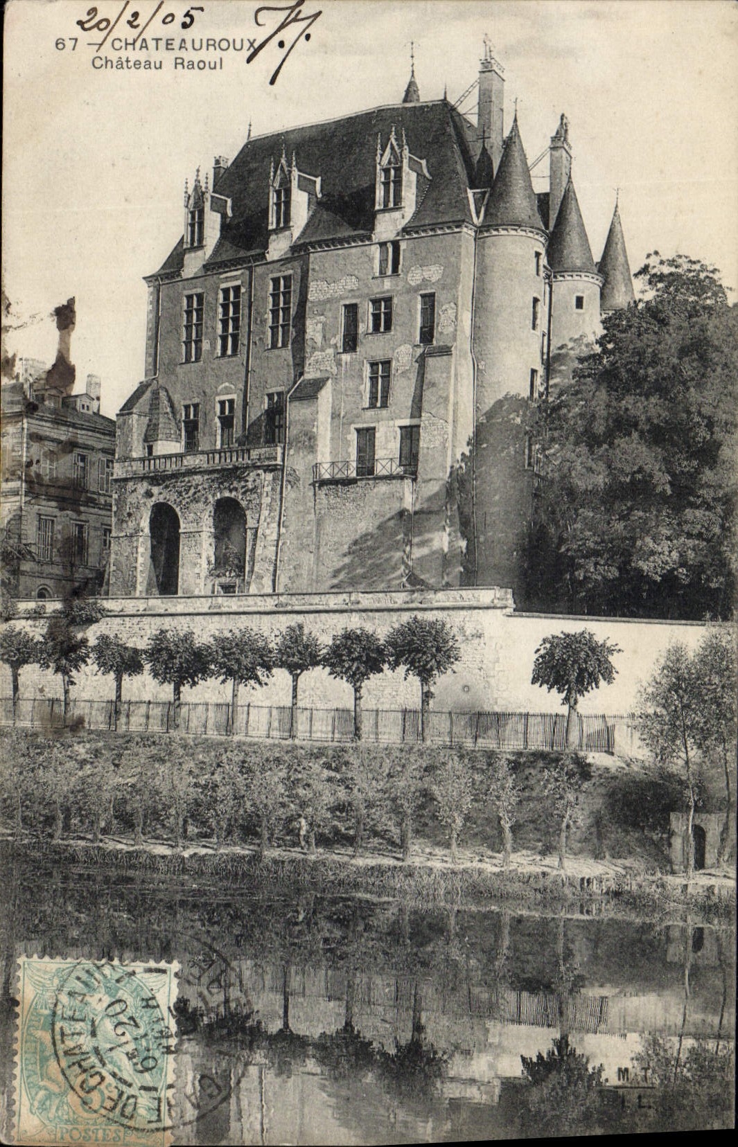 VINTAGE POSTCARD Chateauroux Raoul Castle
