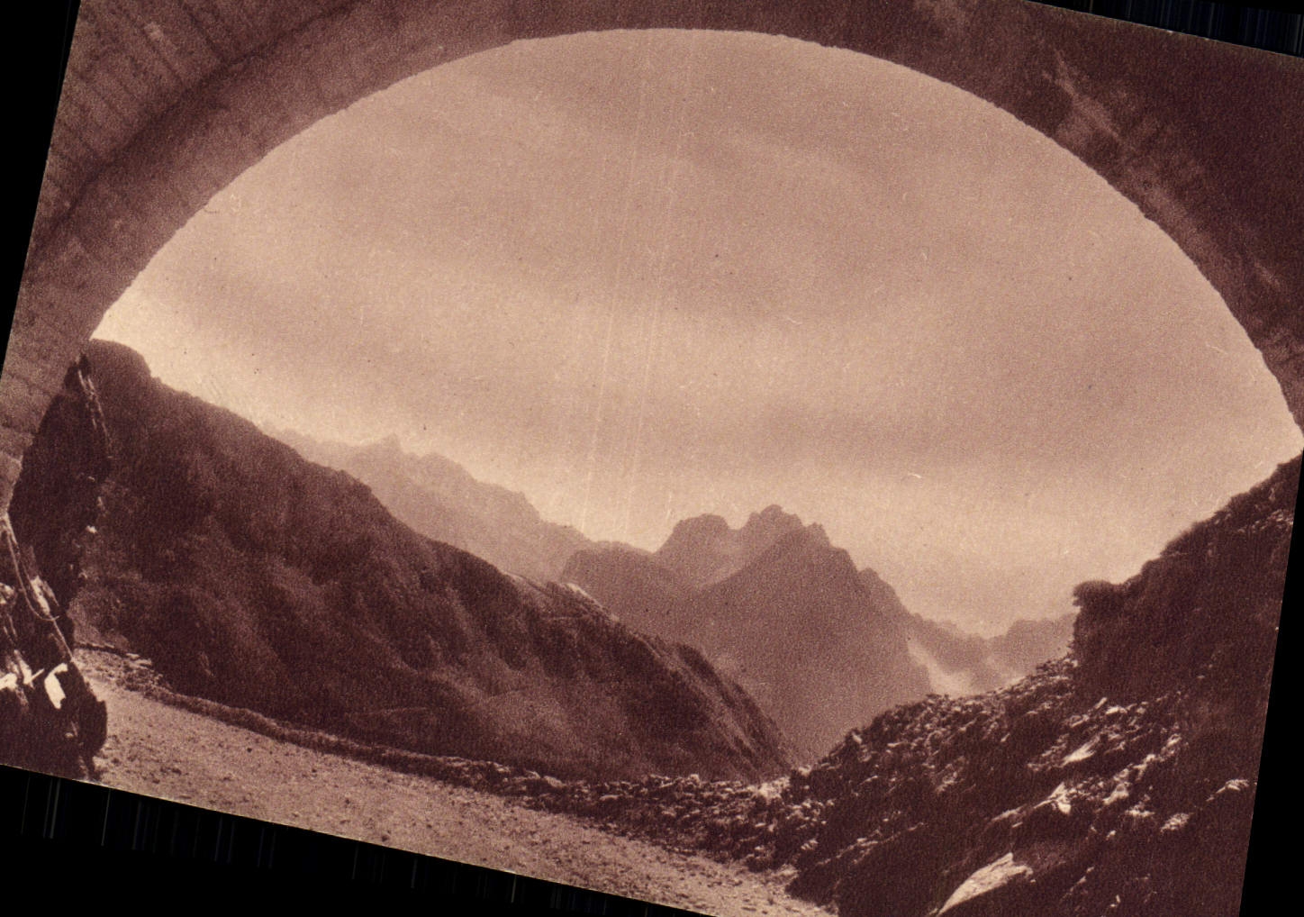 VINTAGE POSTCARD Road of Bareges to Tourmalet and the Peak Of the South the road leading to the Peak of Midday passing under a tunnel