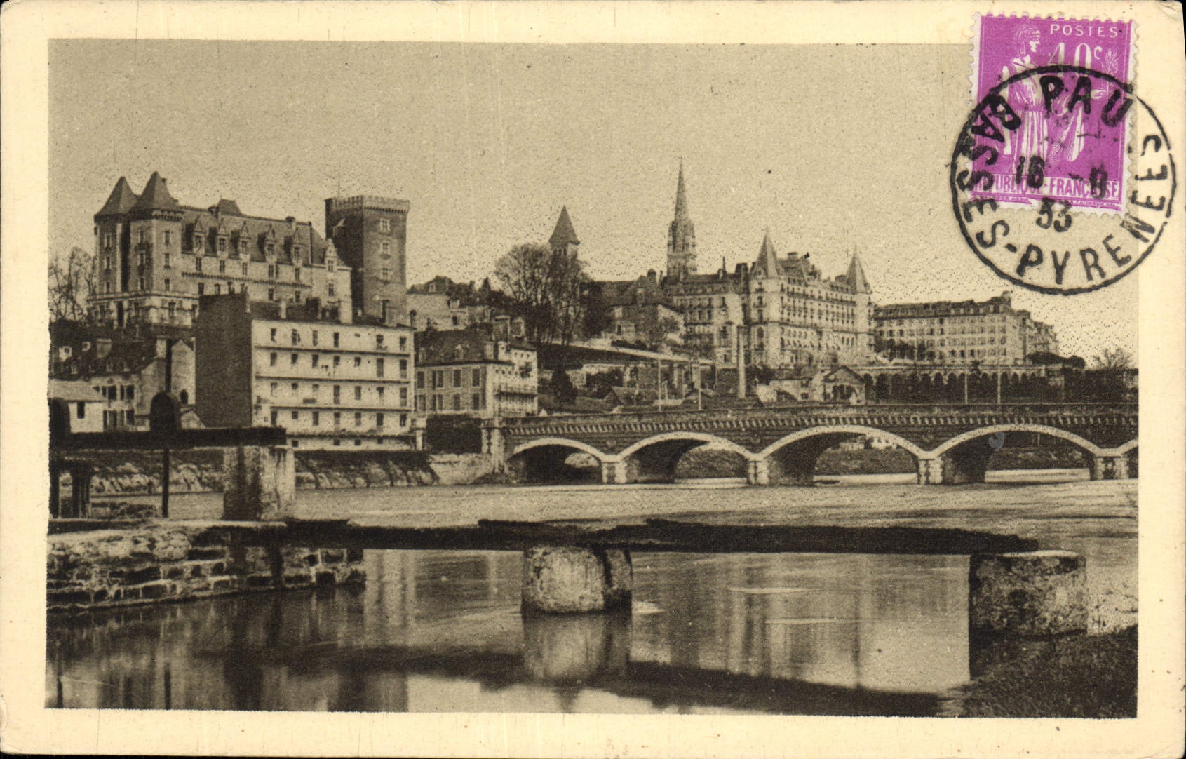 Panorama y Bridge De Jurancon de Pau de la POSTAL de la VENDIMIA
