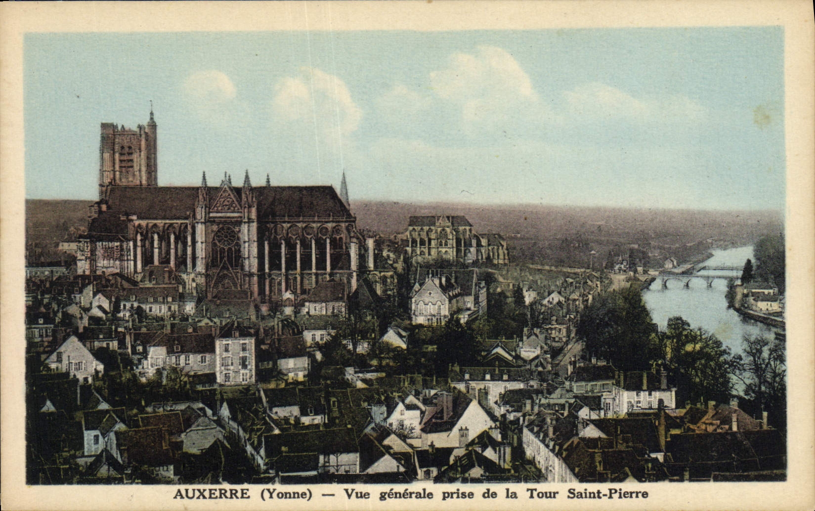 VINTAGE POSTCARD Auxerre View Taken Of the Tower Saint Pierre
