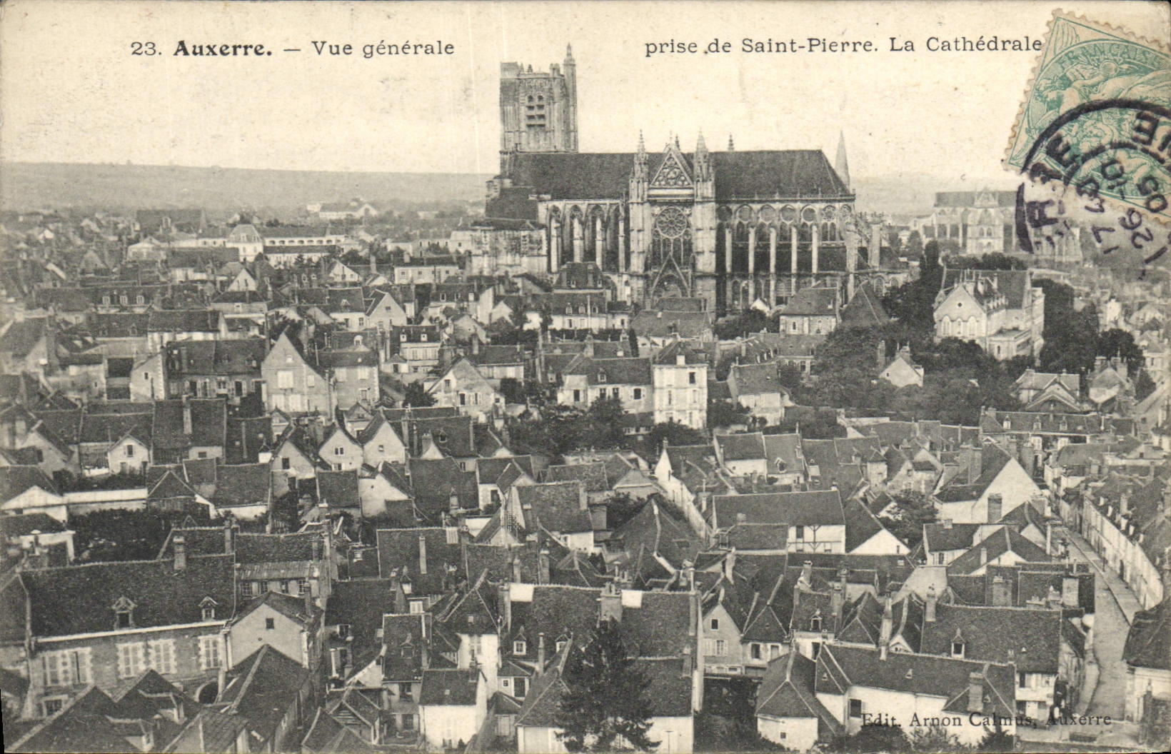 VINTAGE POSTCARD Auxerre View Taken Of Saint Pierre the cathedral