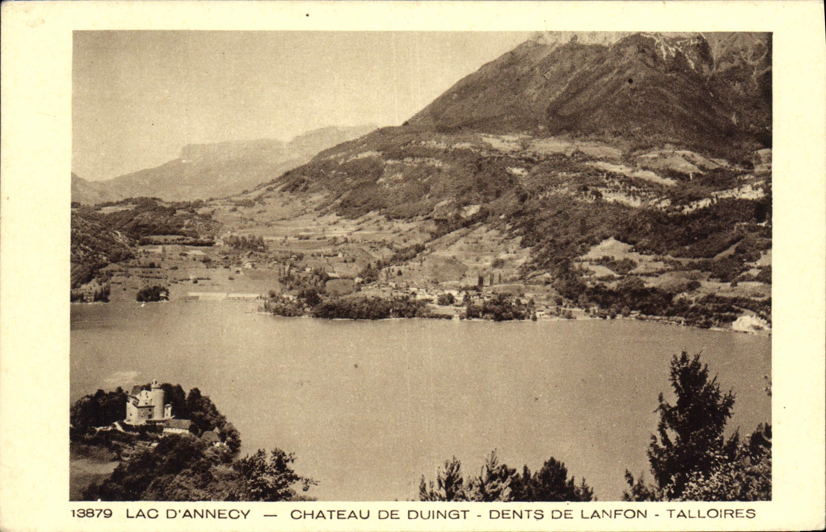 CPA Lac D'Annecy Chateau De Duingt Dents De Lanfon Talloires