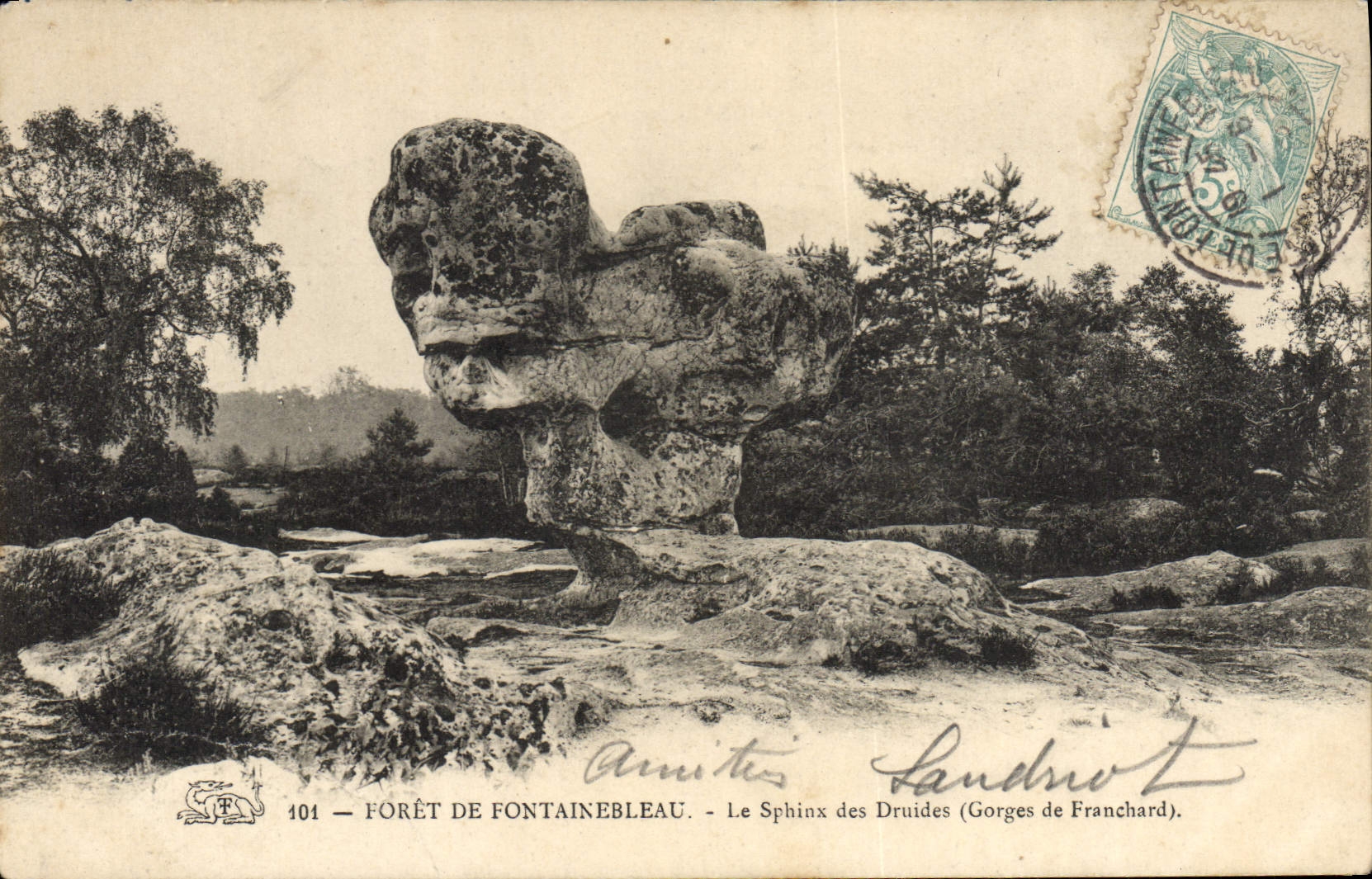 CPA Foret De Fontainebleau Le Sphinx Des Druides Gorges de Franchard