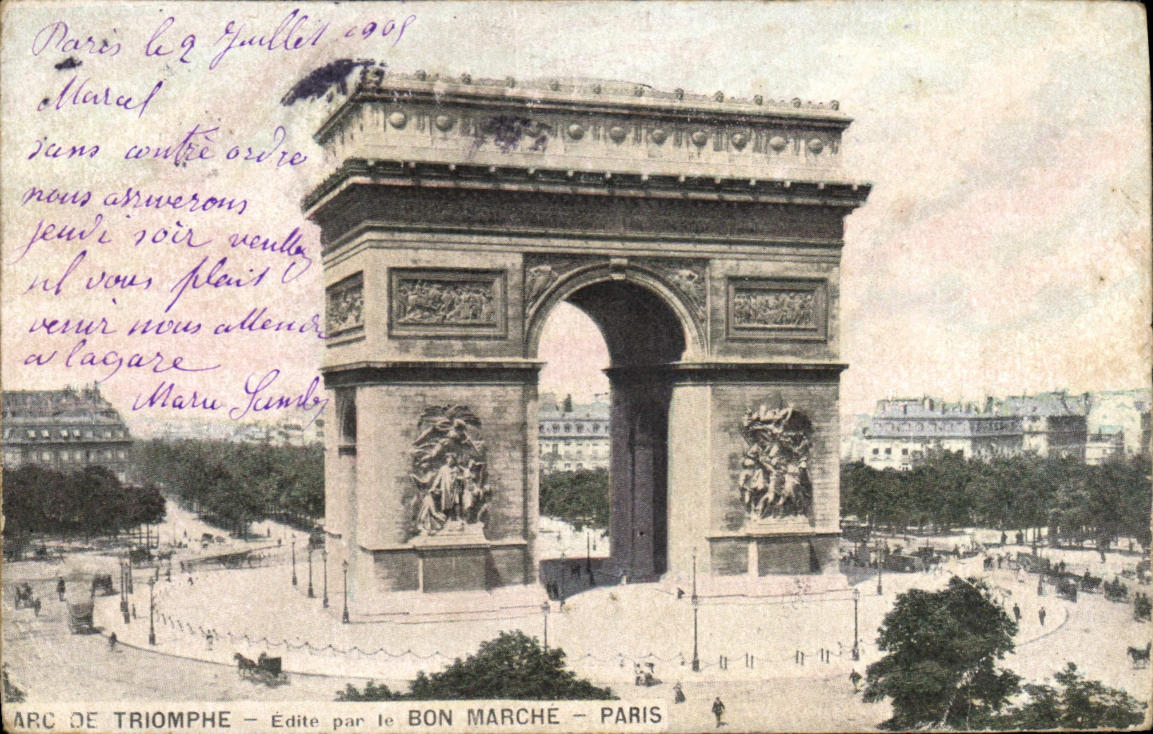 VINTAGE POSTCARD Arc de Triomphe Cheap Paris