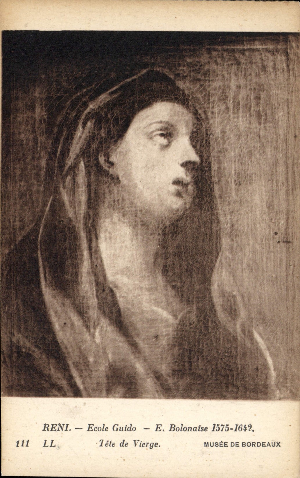 VINTAGE POSTCARD Reni School Guido Bolonaise Museum of Bordeaux Head of Virgin