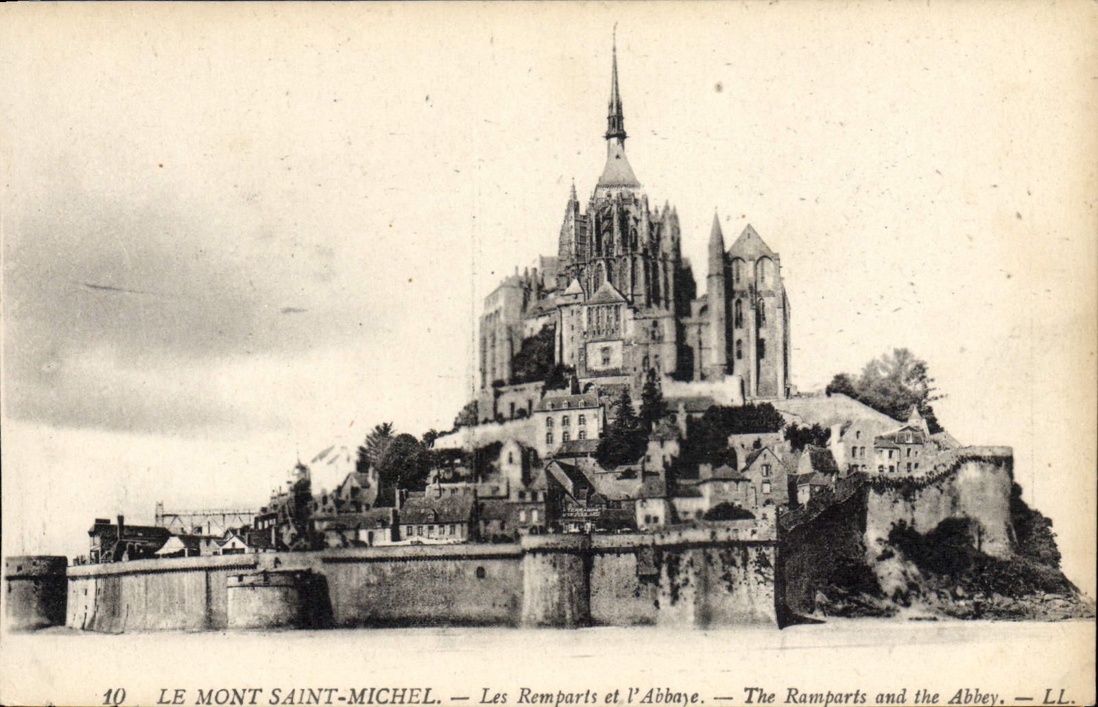 VINTAGE POSTCARD Mont Saint Michel Walls and the Abbey
