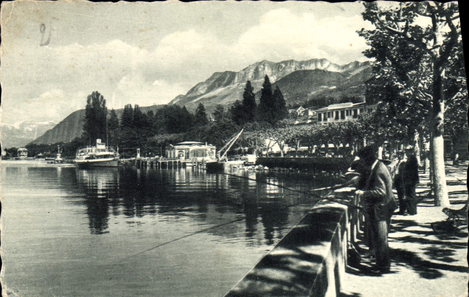 VINTAGE POSTCARD Evian les Bains Of the Lake and Quai Baron de Blonay Fishes Sinning
