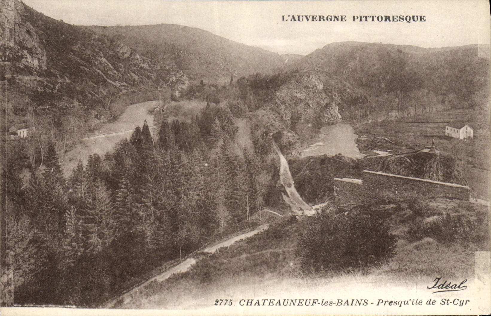 VINTAGE POSTCARD Picturesque Auvergne Chateauneuf les Bains Peninsula of St Cyr