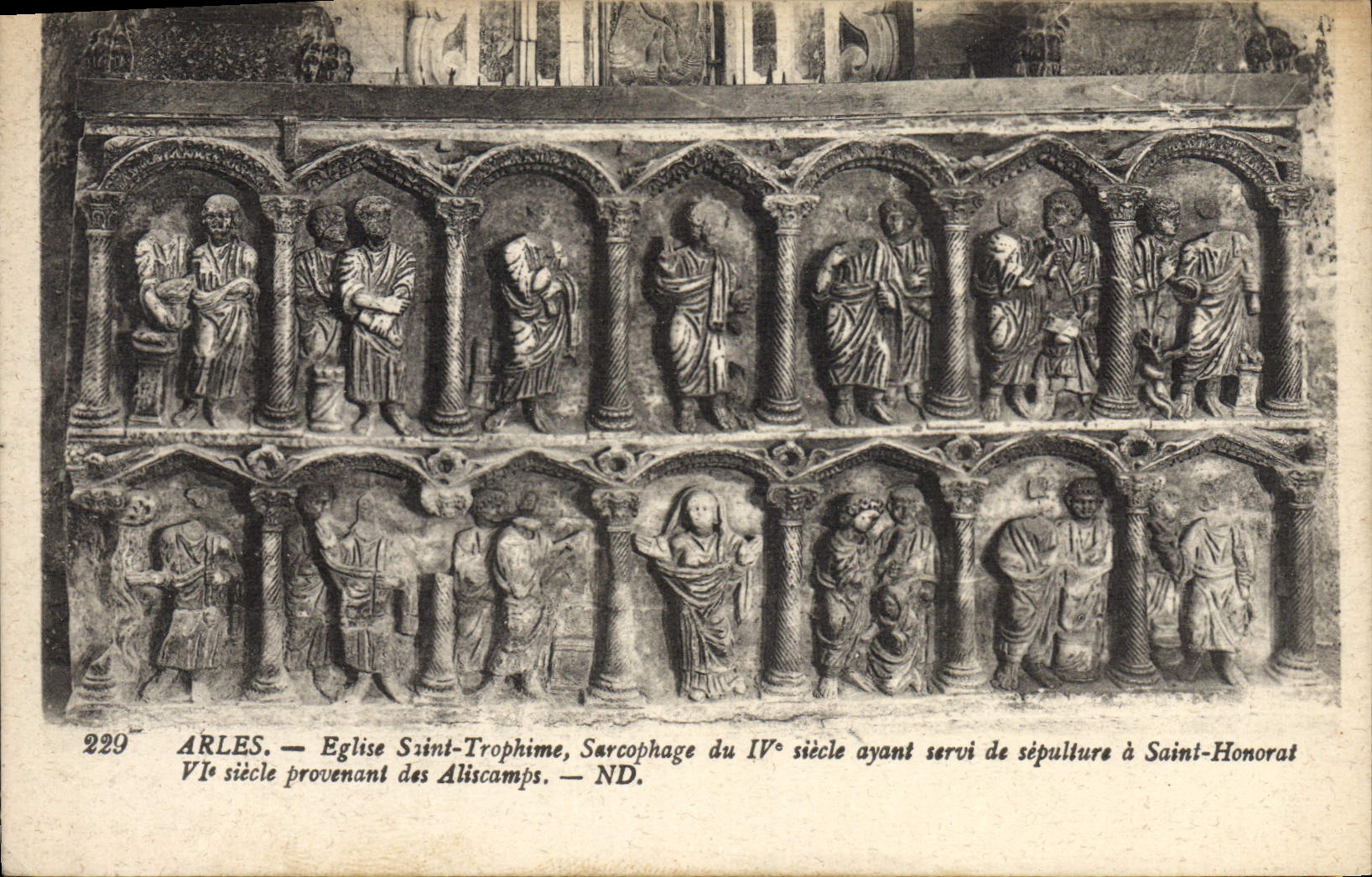 VINTAGE POSTCARD Arles Church Saint Trophime Sarcophagus of 4th